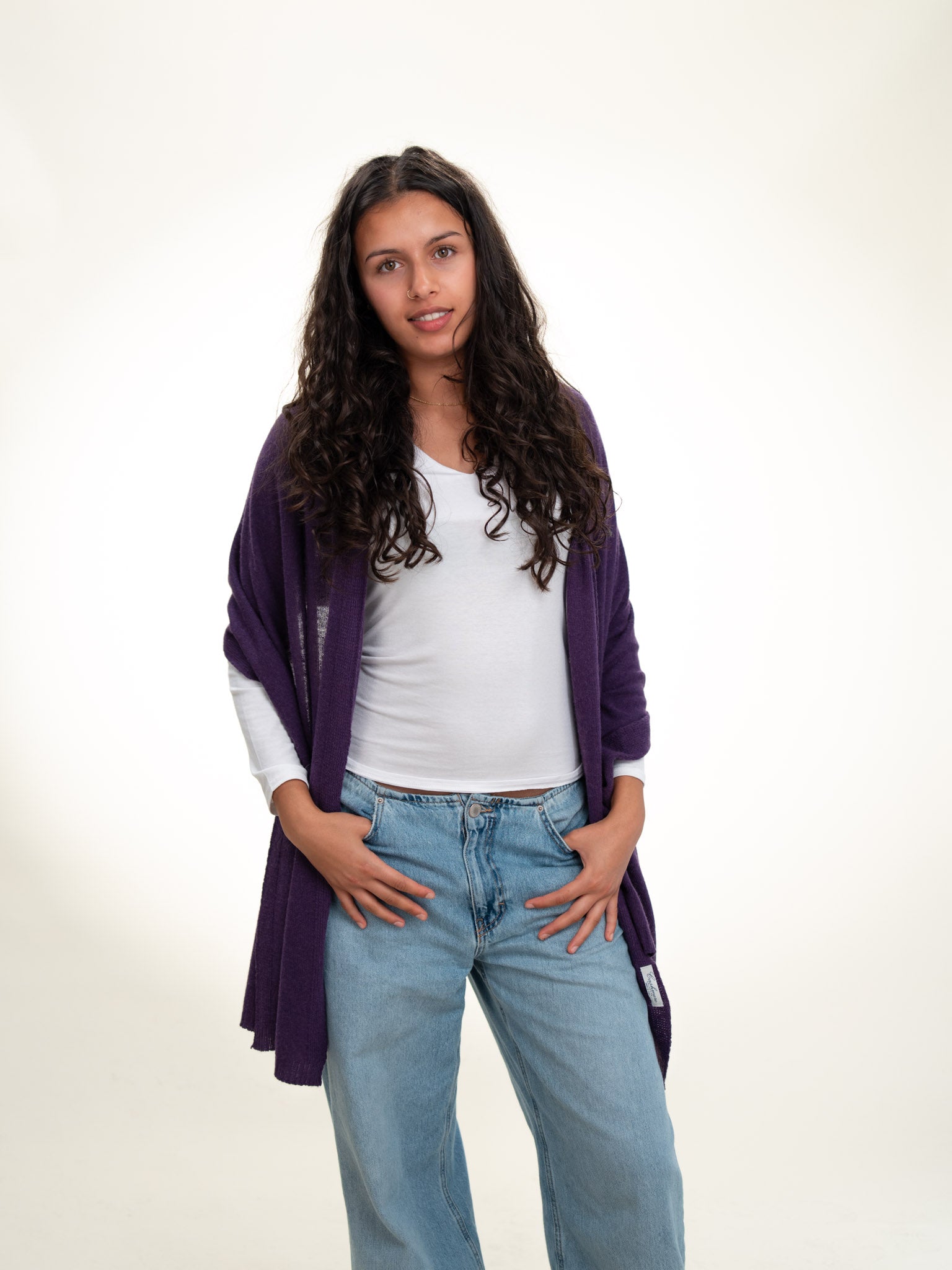 Roma Layering Cashmere Blend Shawl Purple