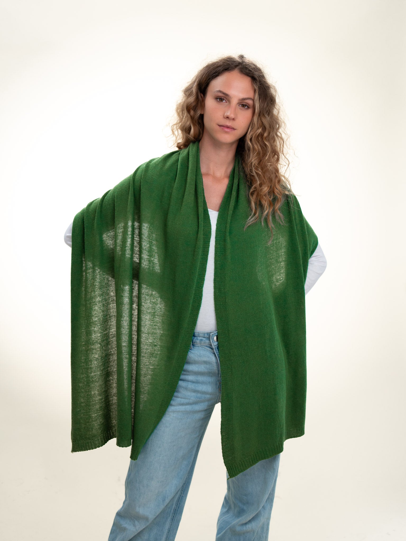Roma Layering Cashmere Blend Shawl Green
