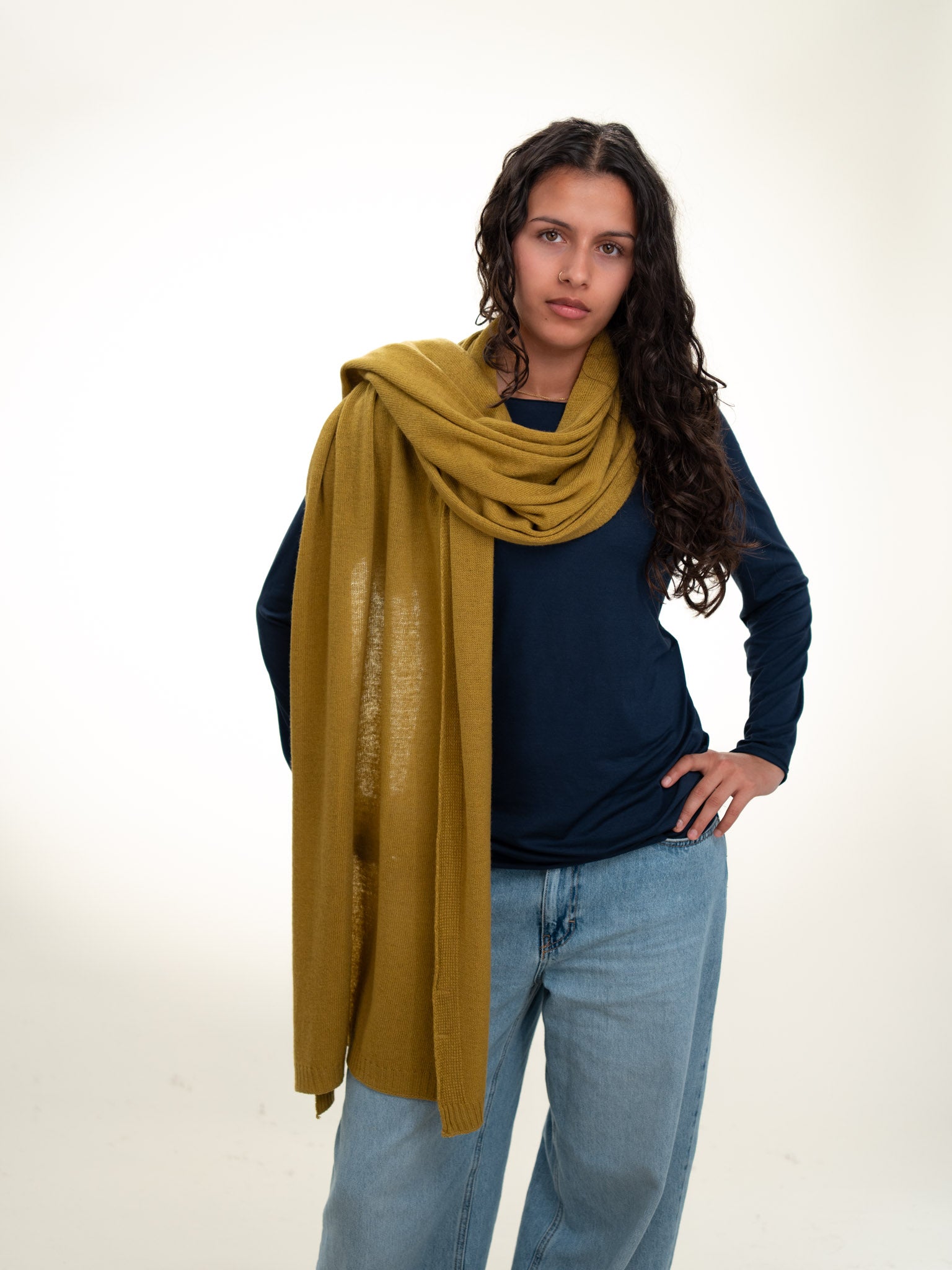 Roma Layering Cashmere Blend Shawl Mustard