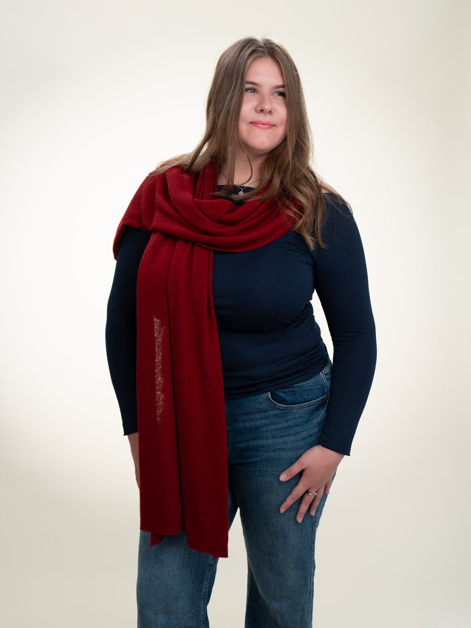 Roma Layering Cashmere Blend Shawl Dark Red