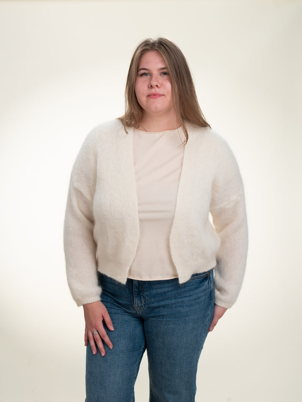 Antonia - Italian Soft Knit Mohair and Wool Blend Open Cardigan Sage Green