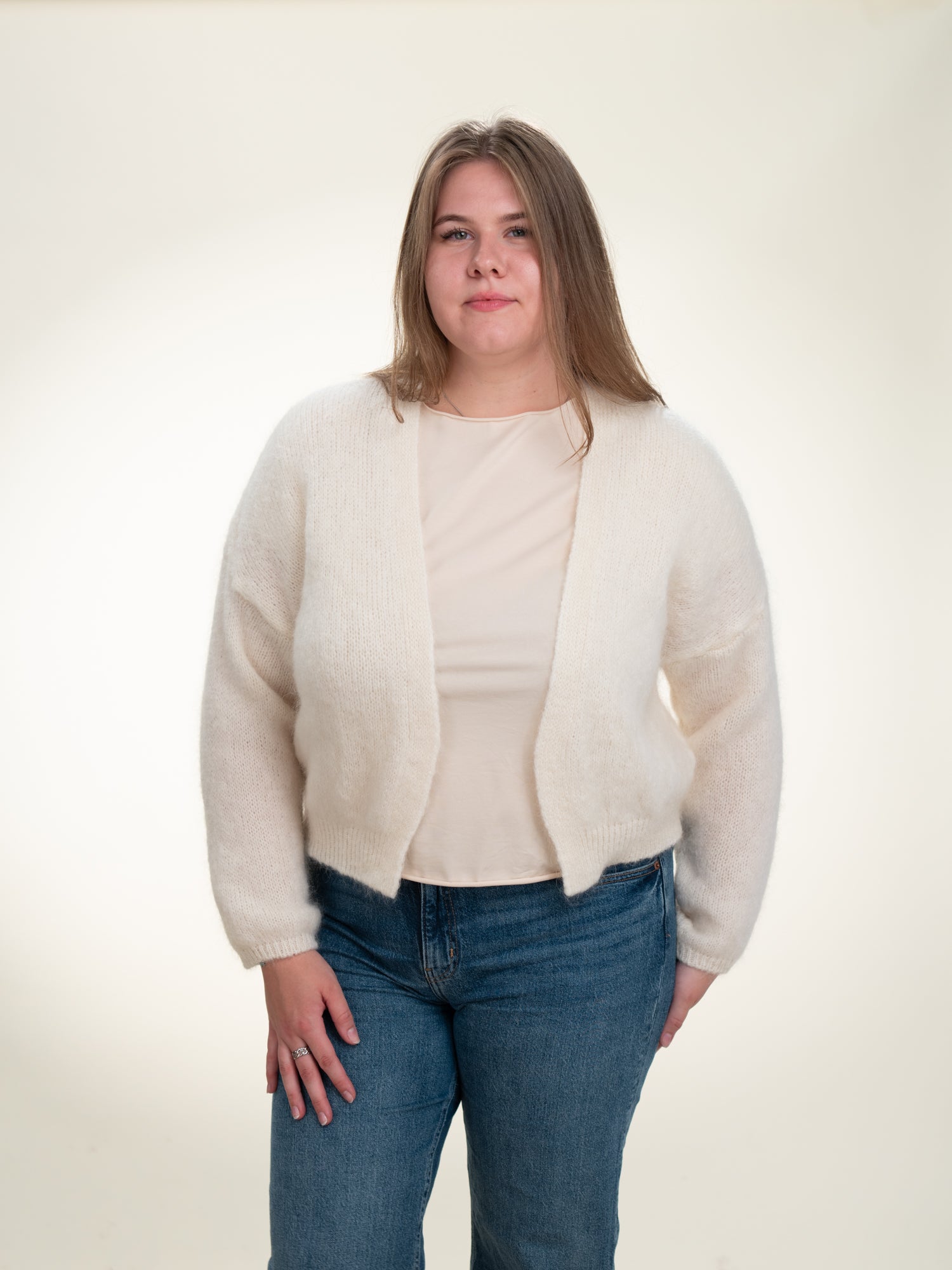 Antonia - Italian Soft Knit Mohair and Wool Blend Open Cardigan Sage Green