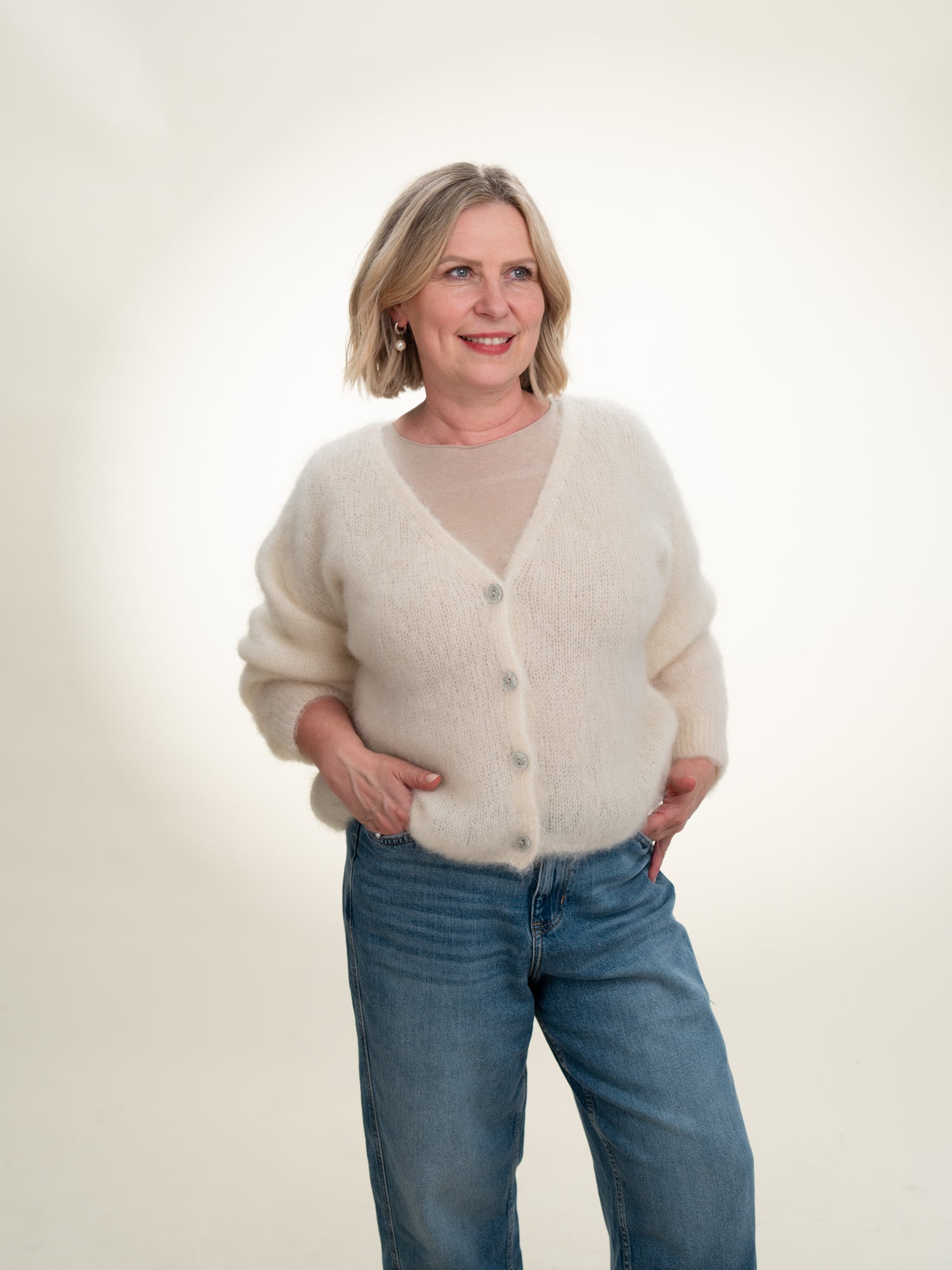 Valentina - Italian Mohair V-Neck Cardigan Pastel Blue