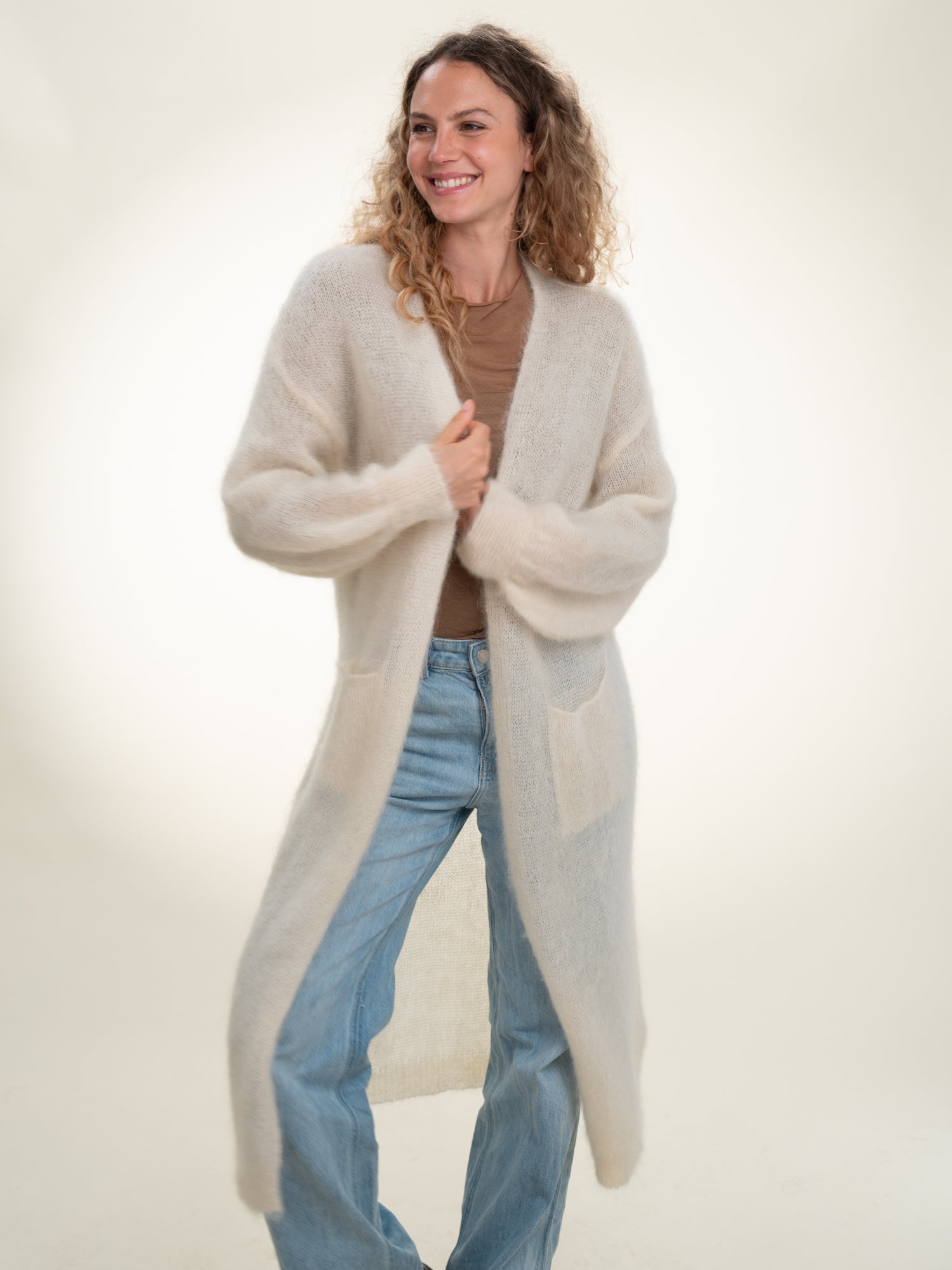 Sofia - Italian Long Mohair Cardigan Pastel Blue