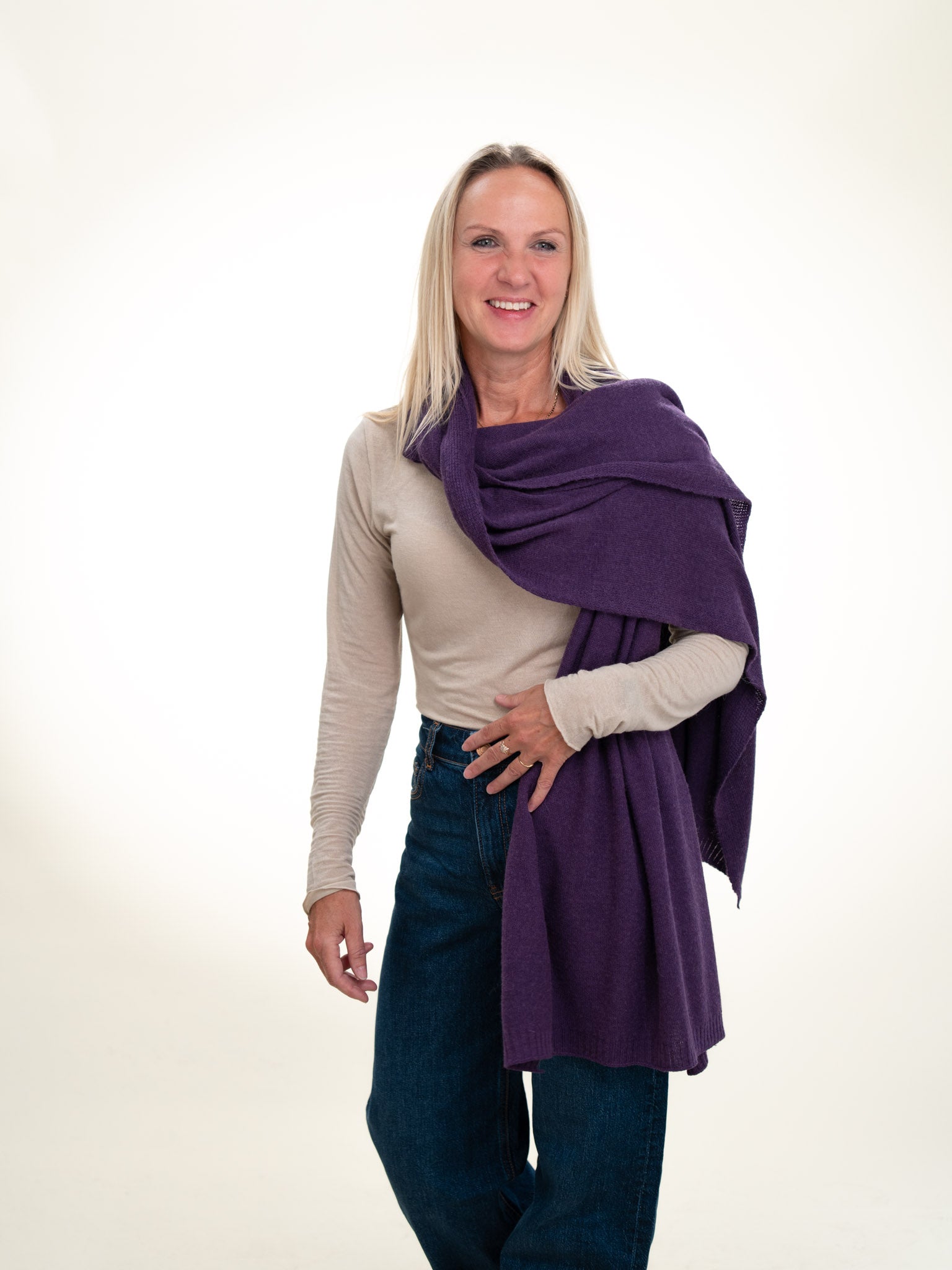 Roma Layering Cashmere Blend Shawl Purple