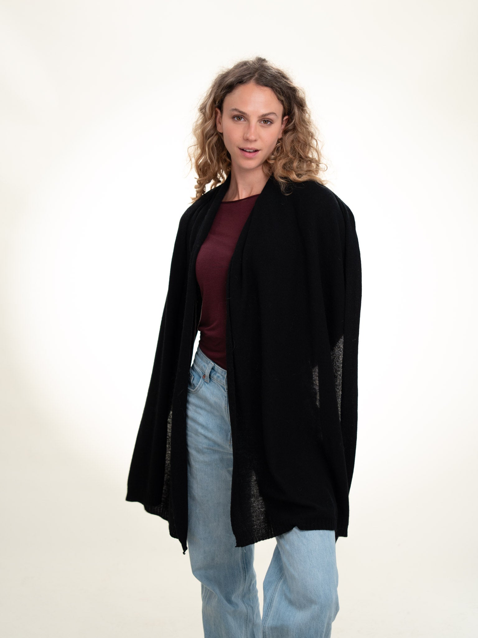 Roma Layering Cashmere Blend Shawl Black