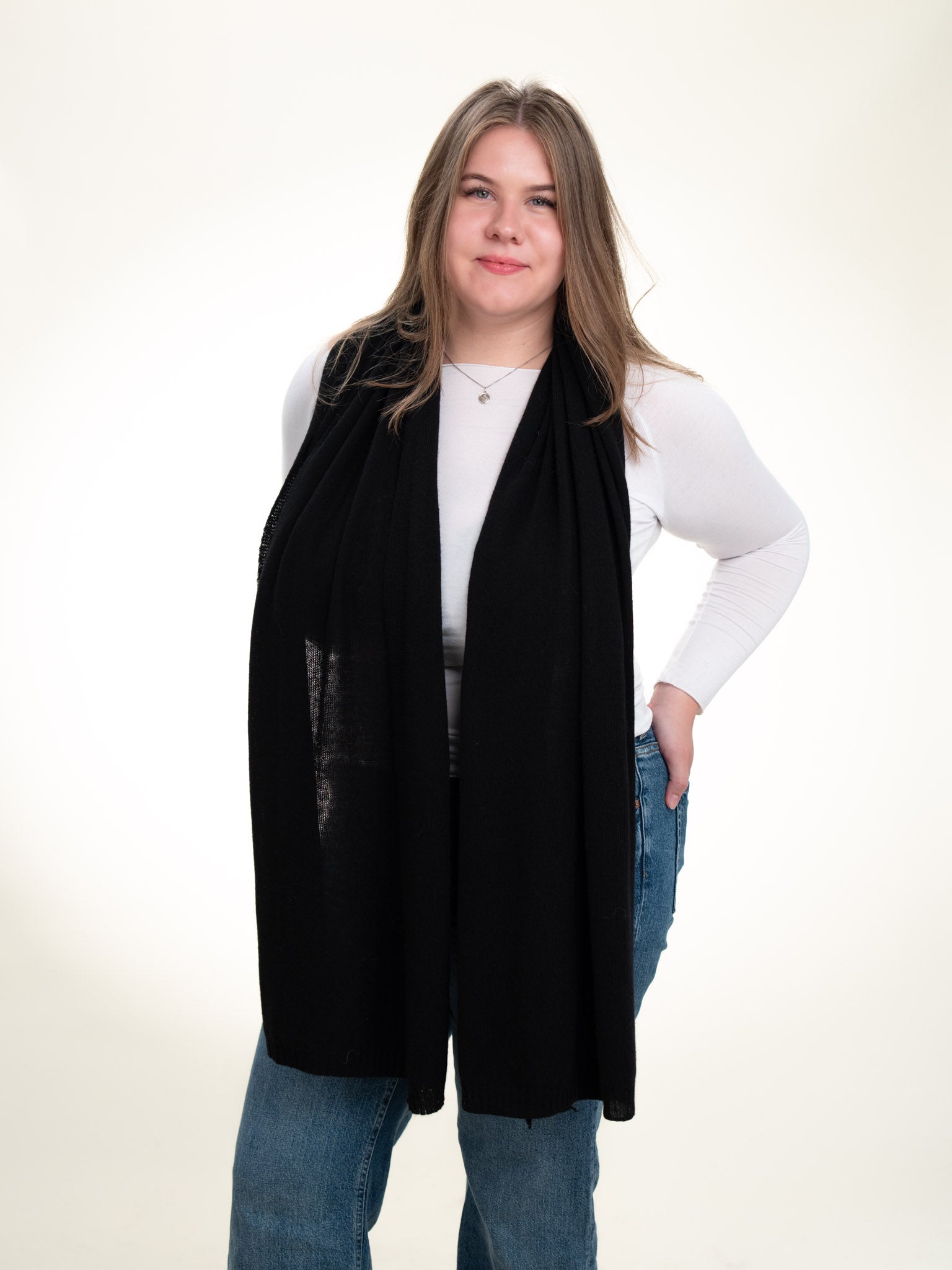 Roma Layering Cashmere Blend Shawl Black