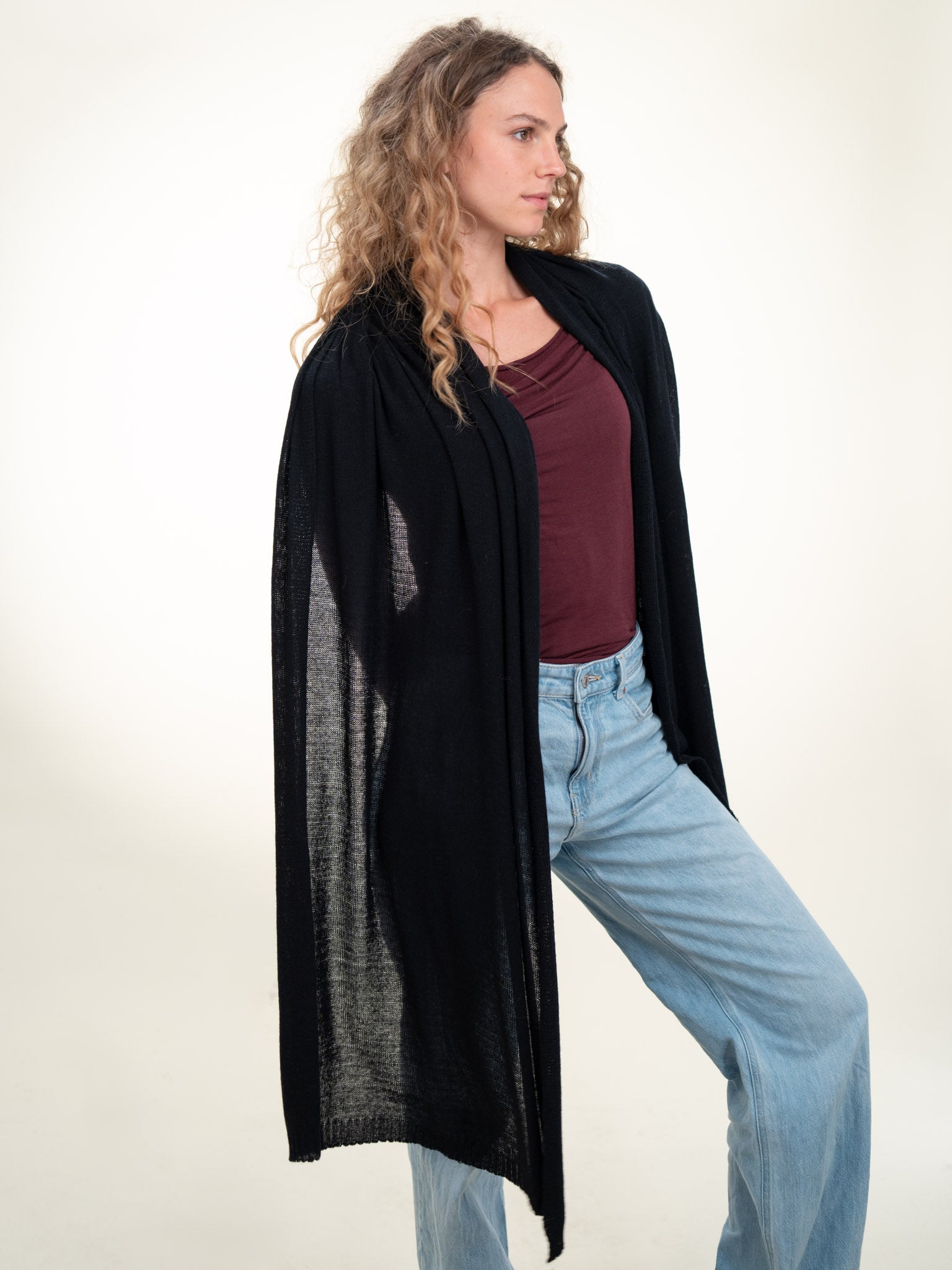 Roma Layering Cashmere Blend Shawl Navy