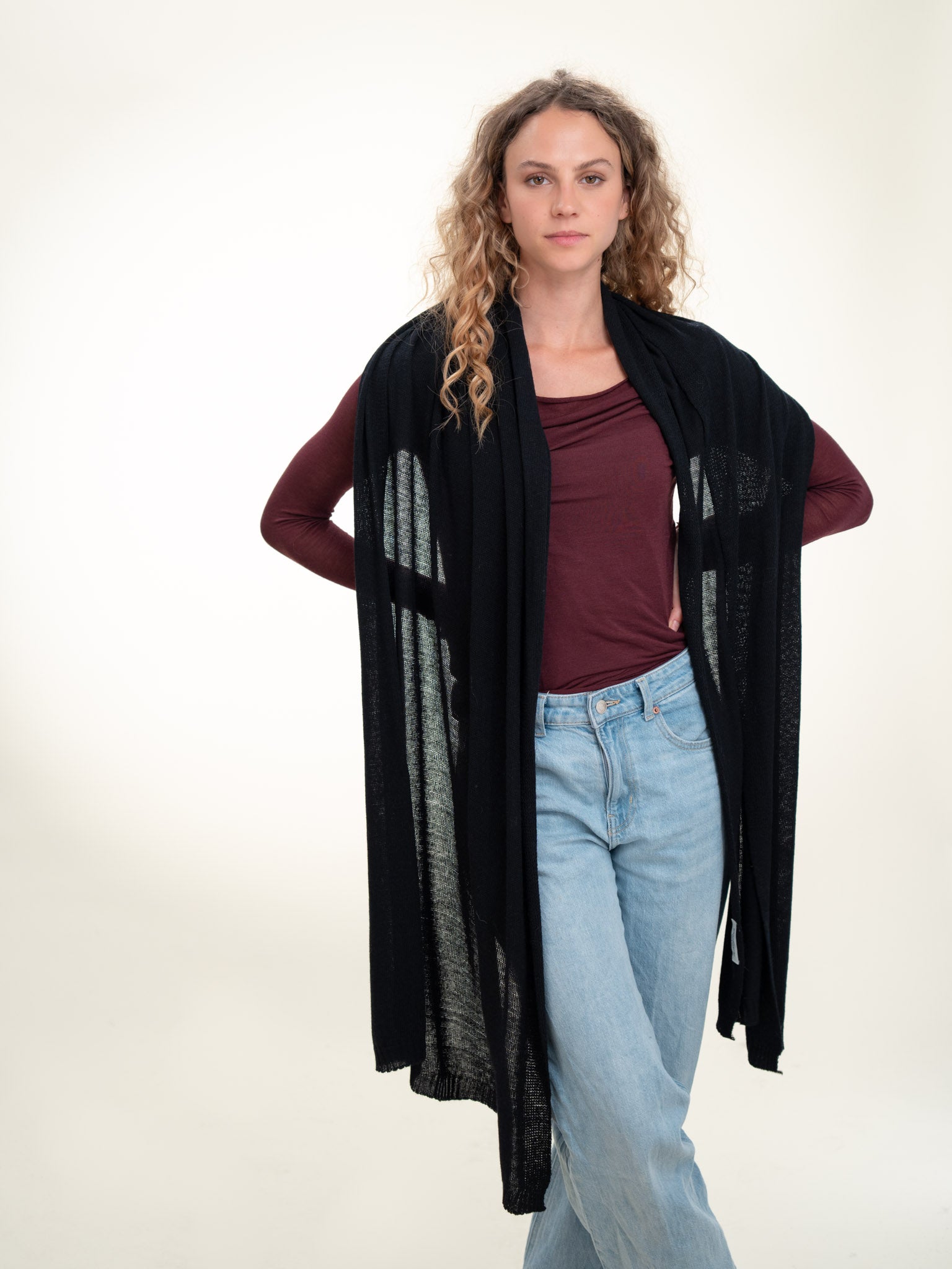 Roma Layering Cashmere Blend Shawl Navy