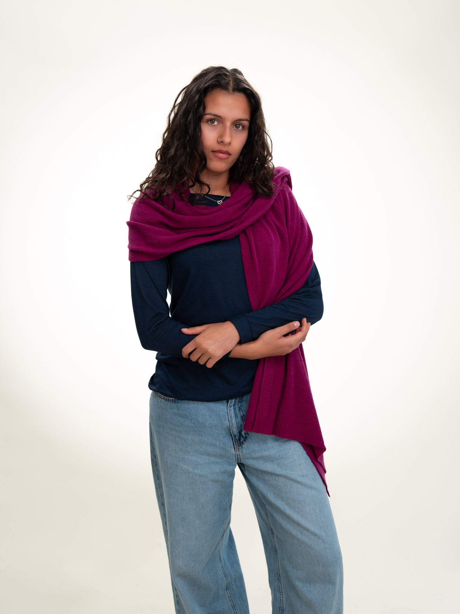 Roma Layering Cashmere Blend Shawl Plum