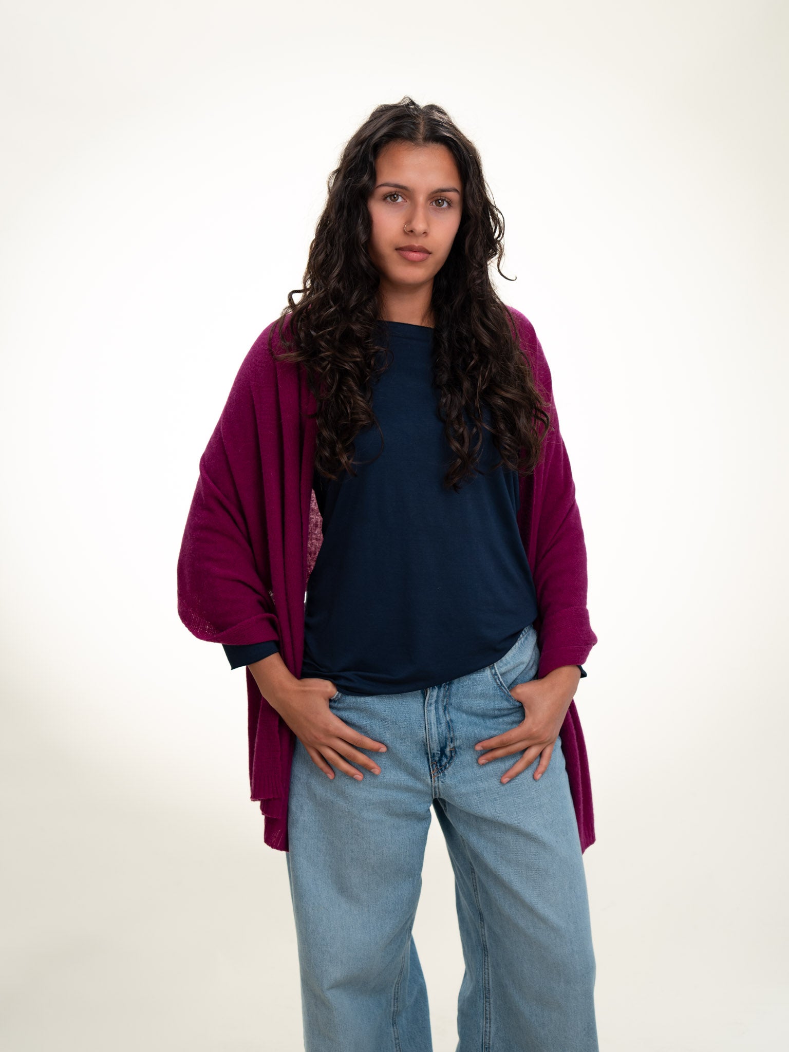 Roma Layering Cashmere Blend Shawl Plum