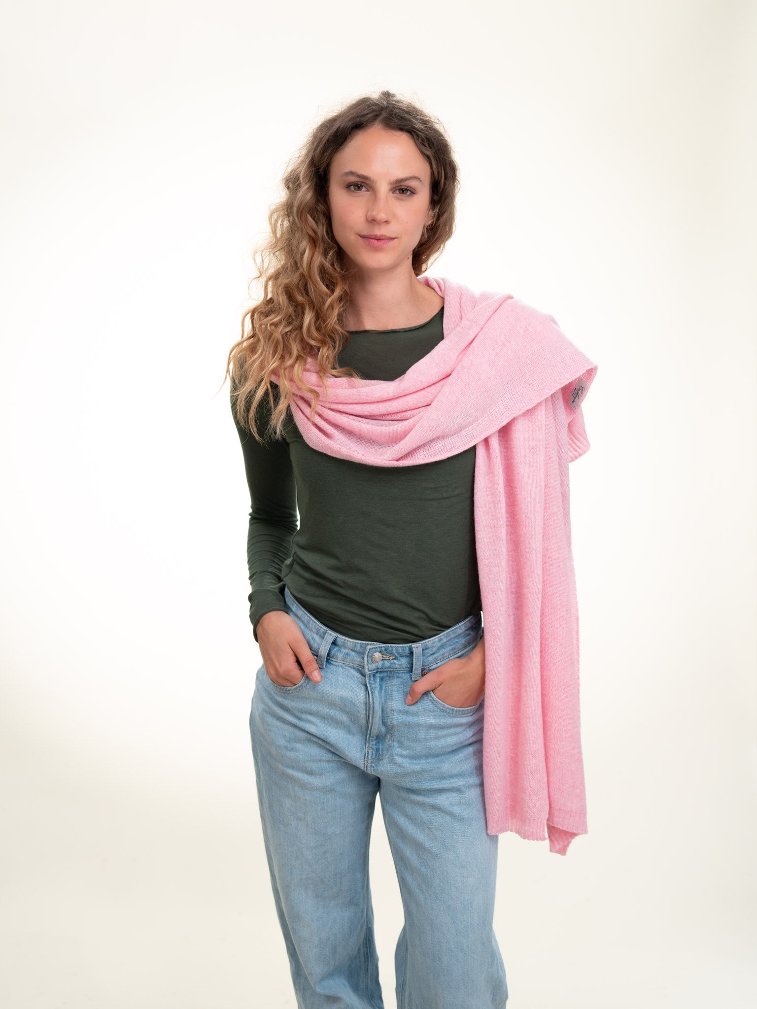 Roma Layering Cashmere Blend Shawl Baby Pink