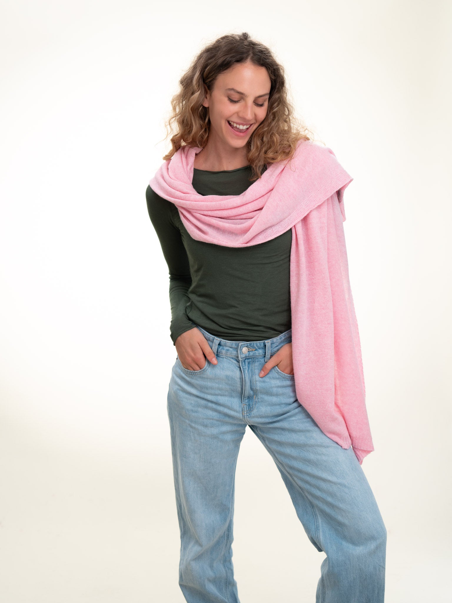 Roma Layering Cashmere Blend Shawl Baby Pink