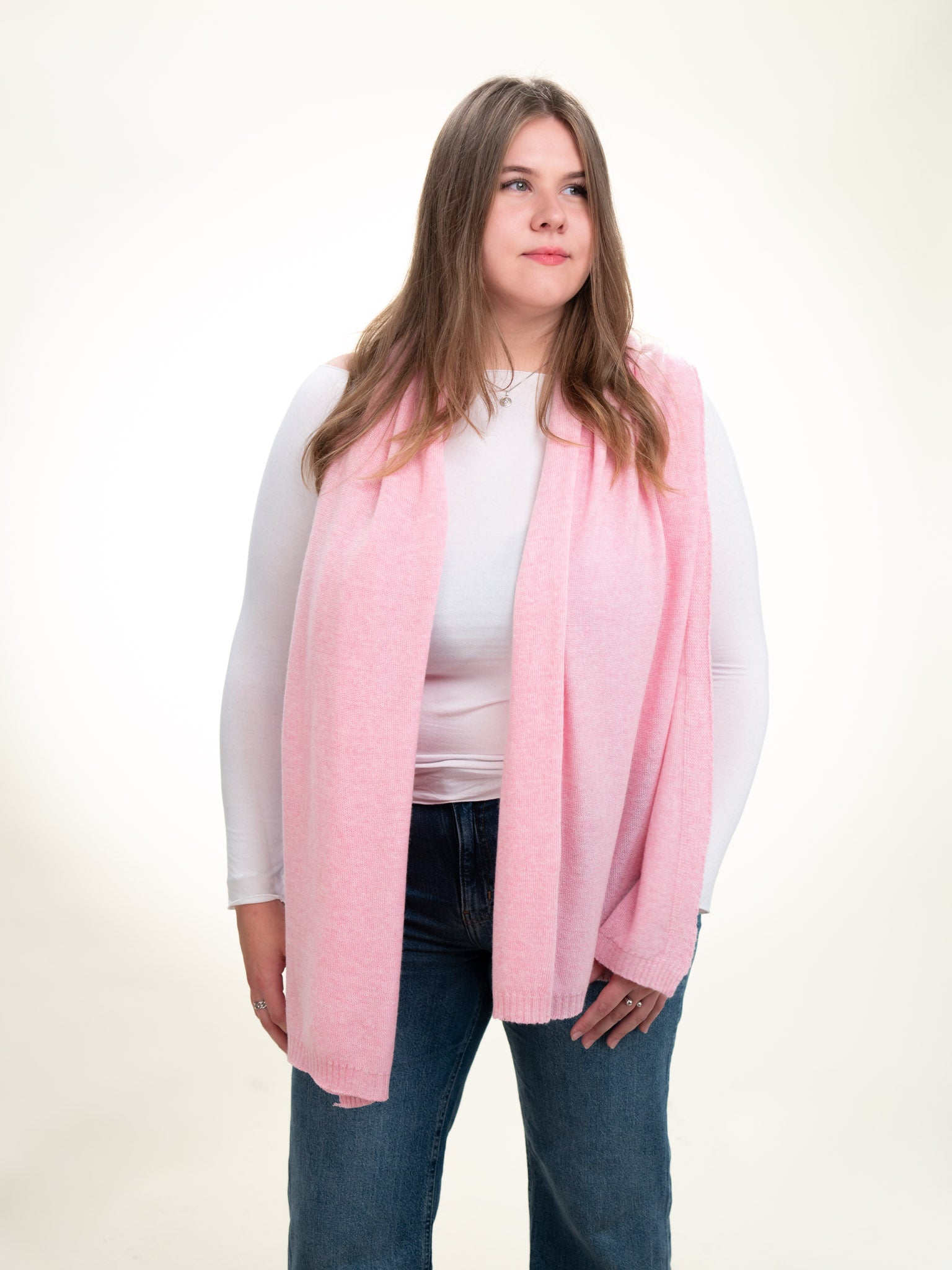 Roma Layering Cashmere Blend Shawl Baby Pink