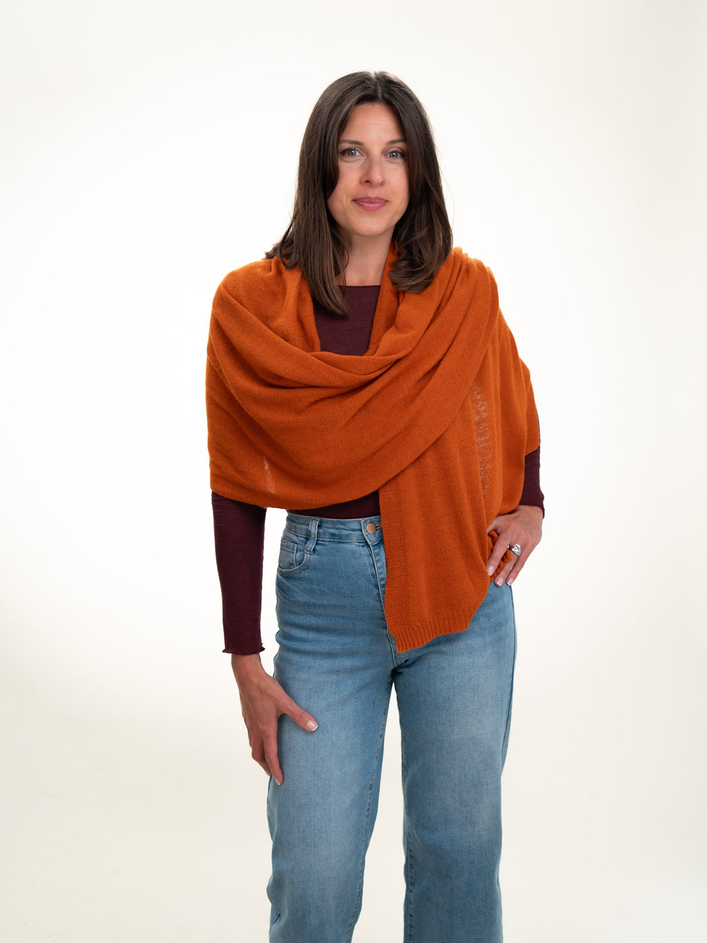 Roma Layering Cashmere Blend Shawl Orange
