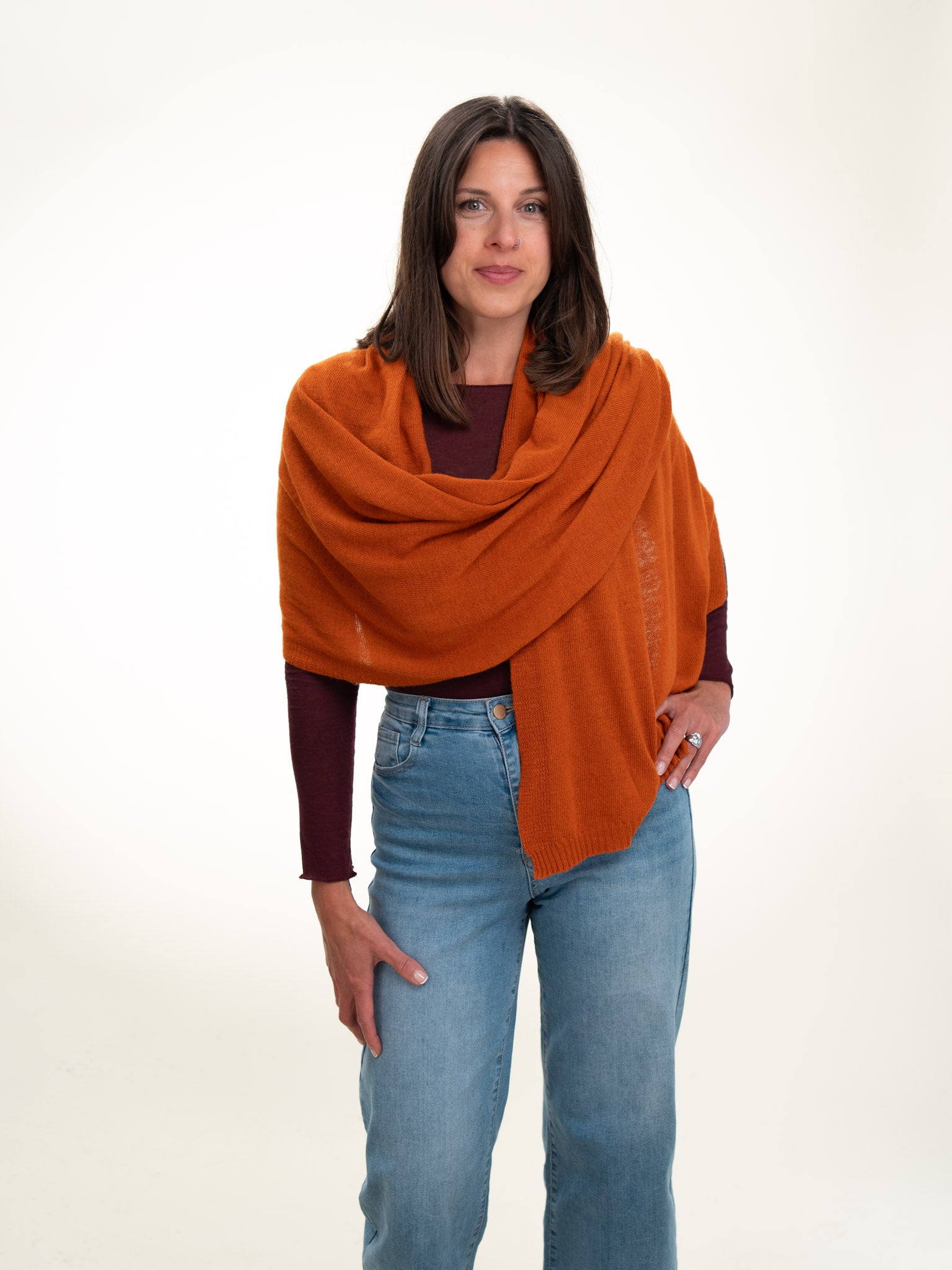 Roma Layering Cashmere Blend Shawl Orange