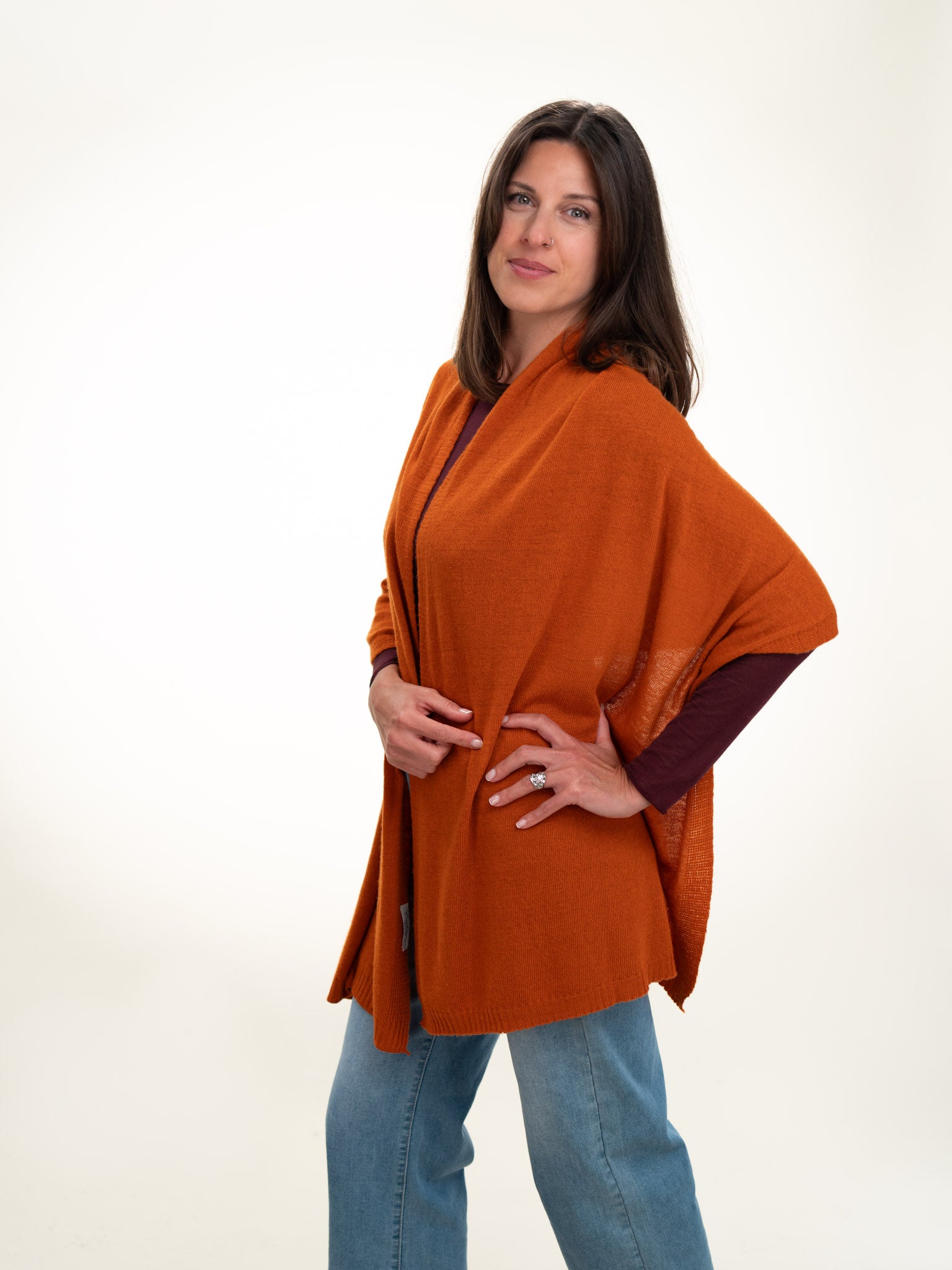 Roma Layering Cashmere Blend Shawl Orange