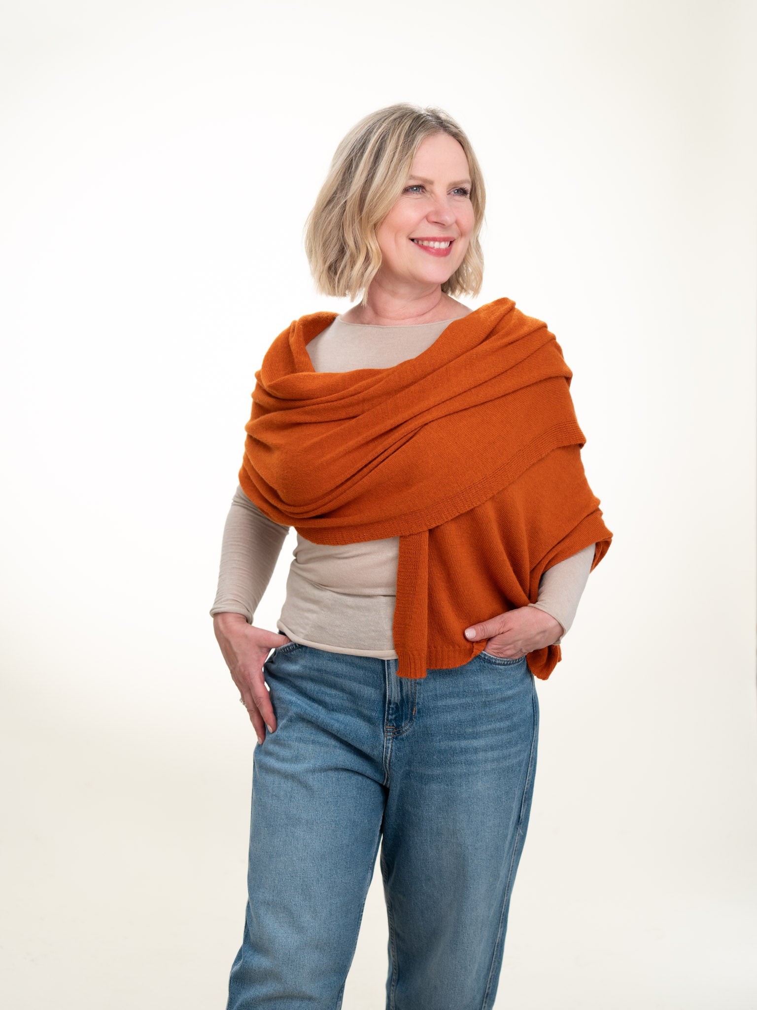 Roma Layering Cashmere Blend Shawl Orange