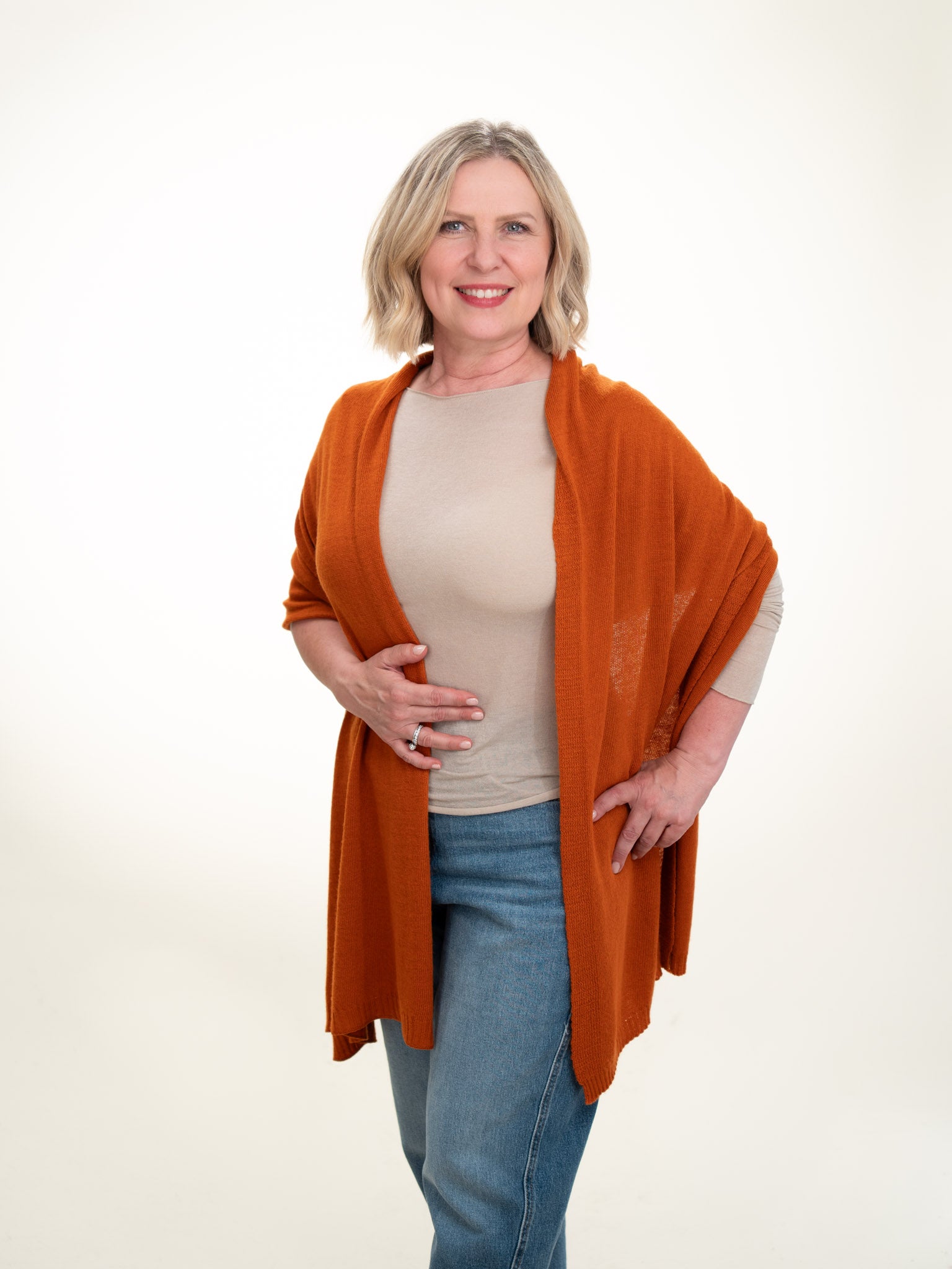 Roma Layering Cashmere Blend Shawl Orange