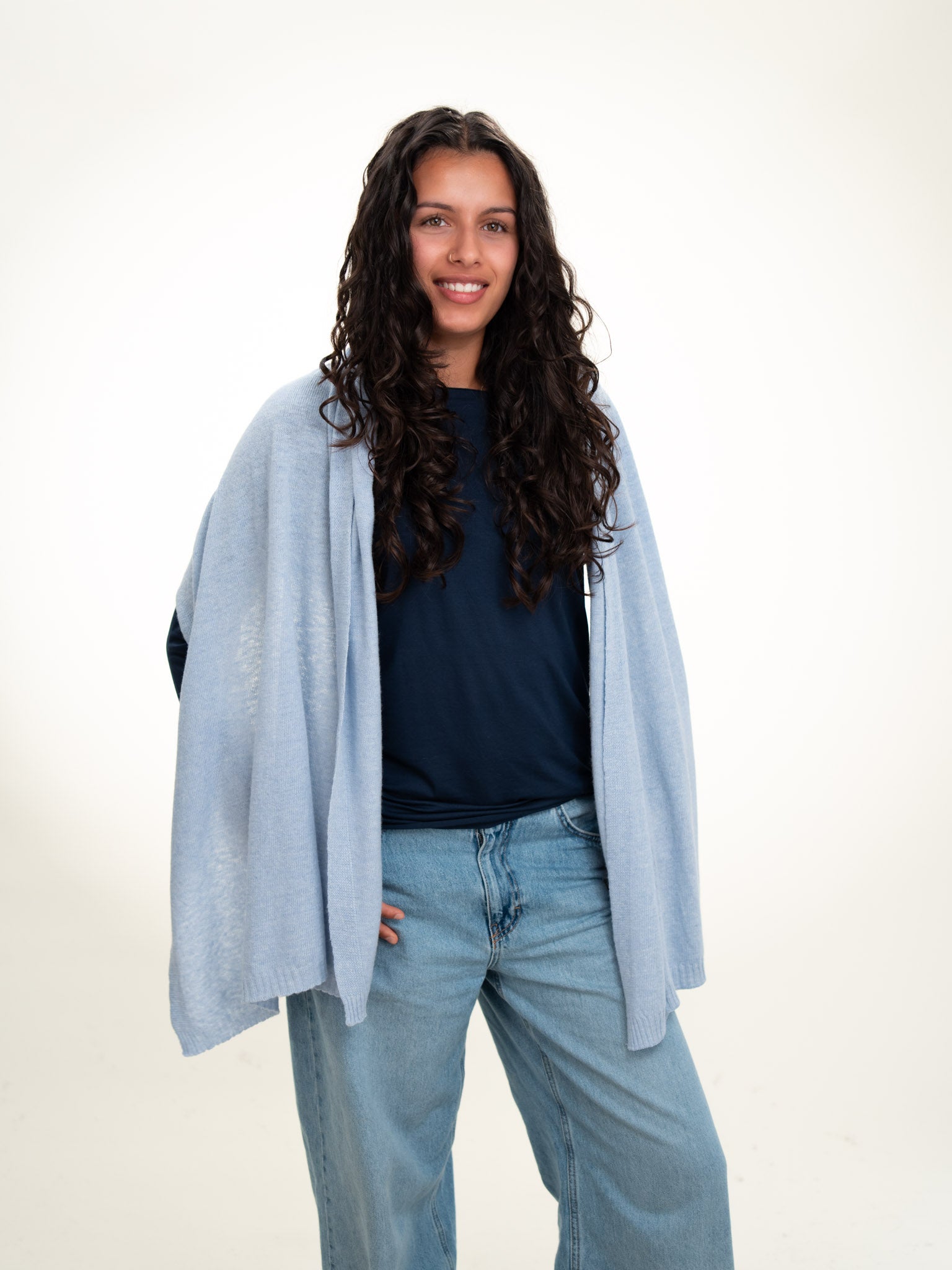 Roma Layering Cashmere Blend Shawl Ice Blue