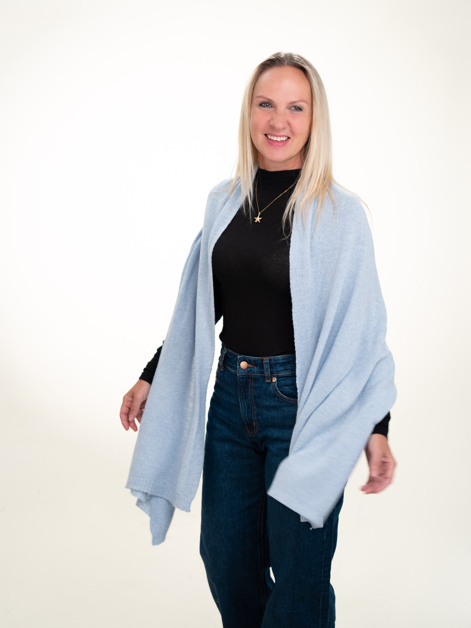 Roma Layering Cashmere Blend Shawl Ice Blue