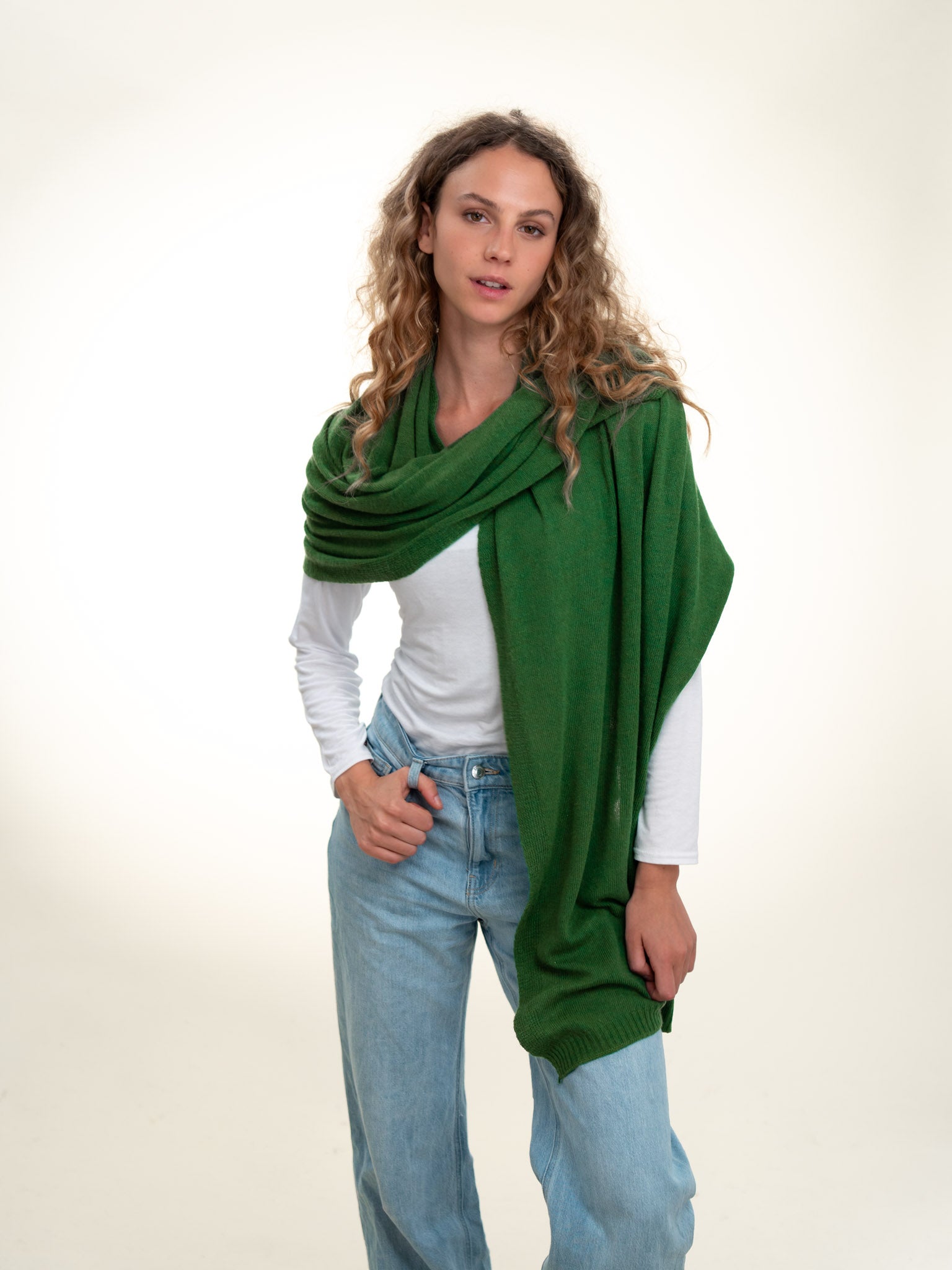 Roma Layering Cashmere Blend Shawl Green