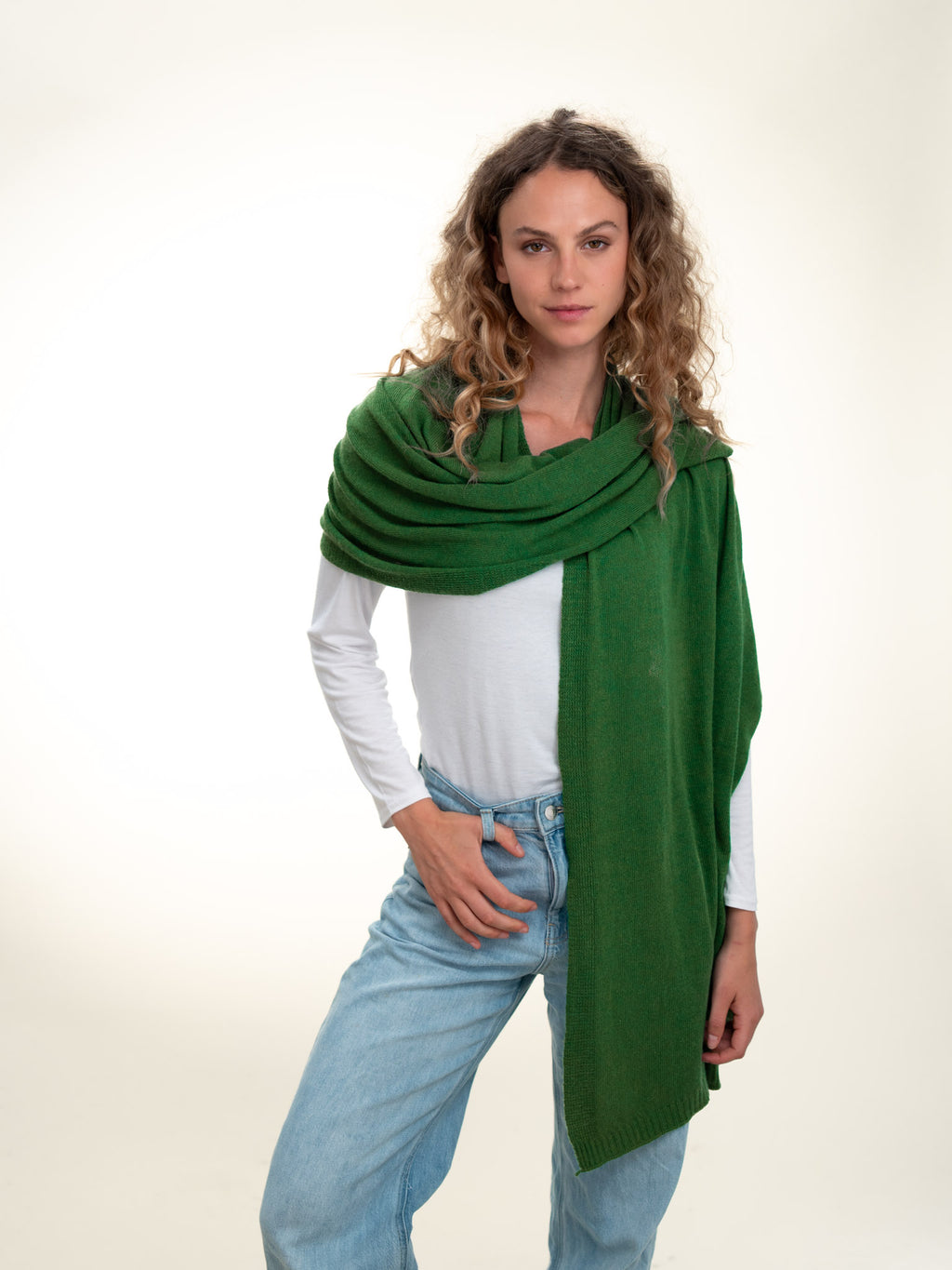 Roma Layering Cashmere Blend Shawl Green