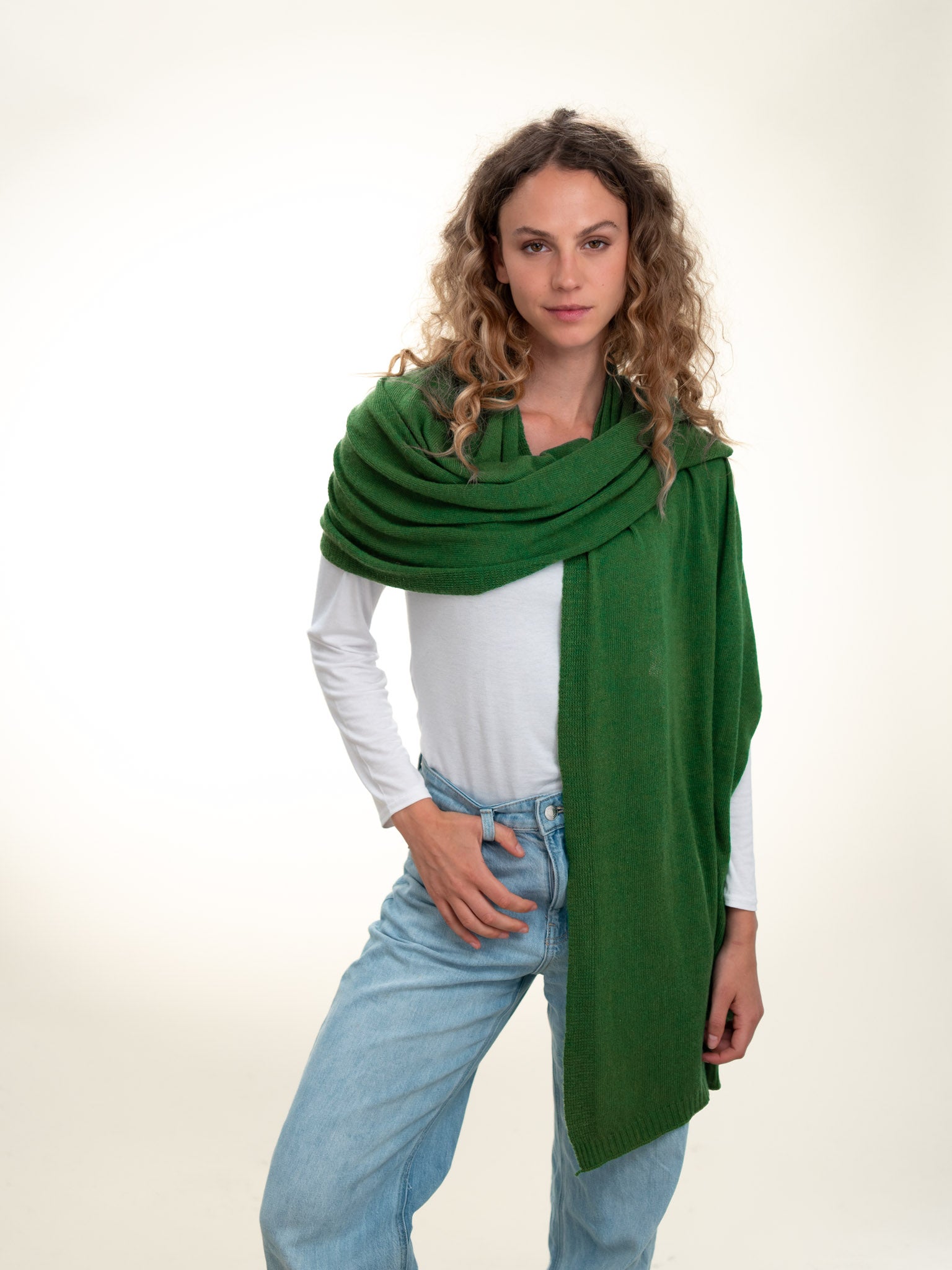 Roma Layering Cashmere Blend Shawl Green