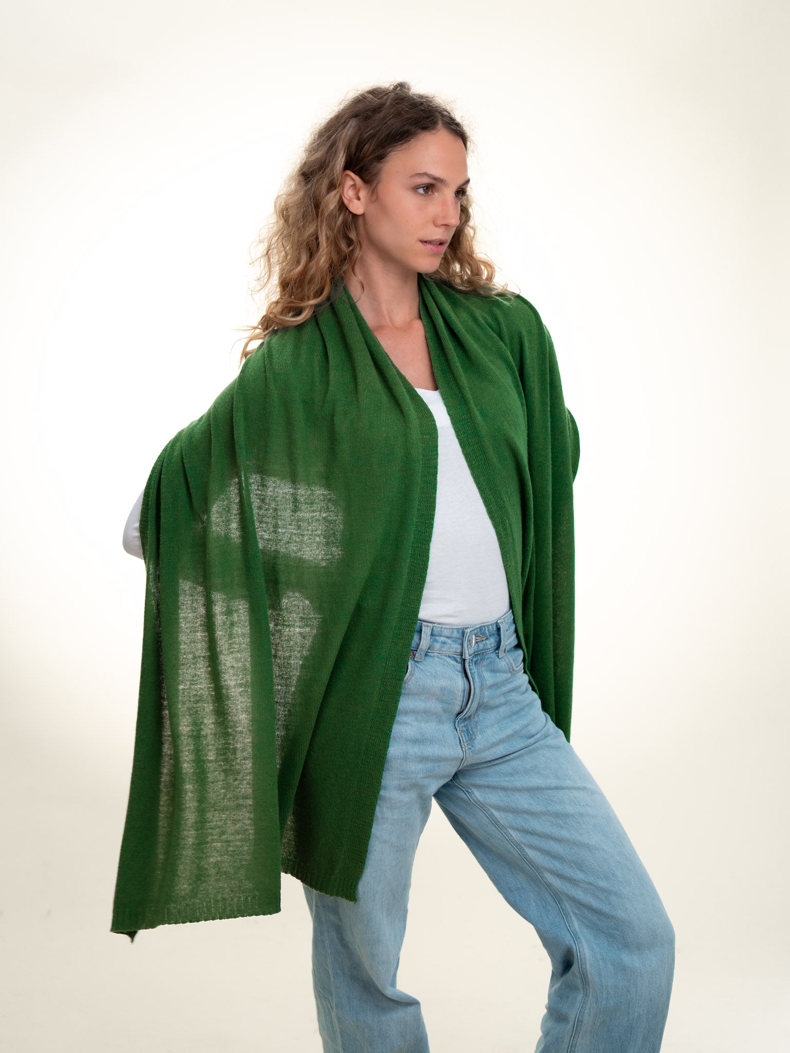 Roma Layering Cashmere Blend Shawl Green