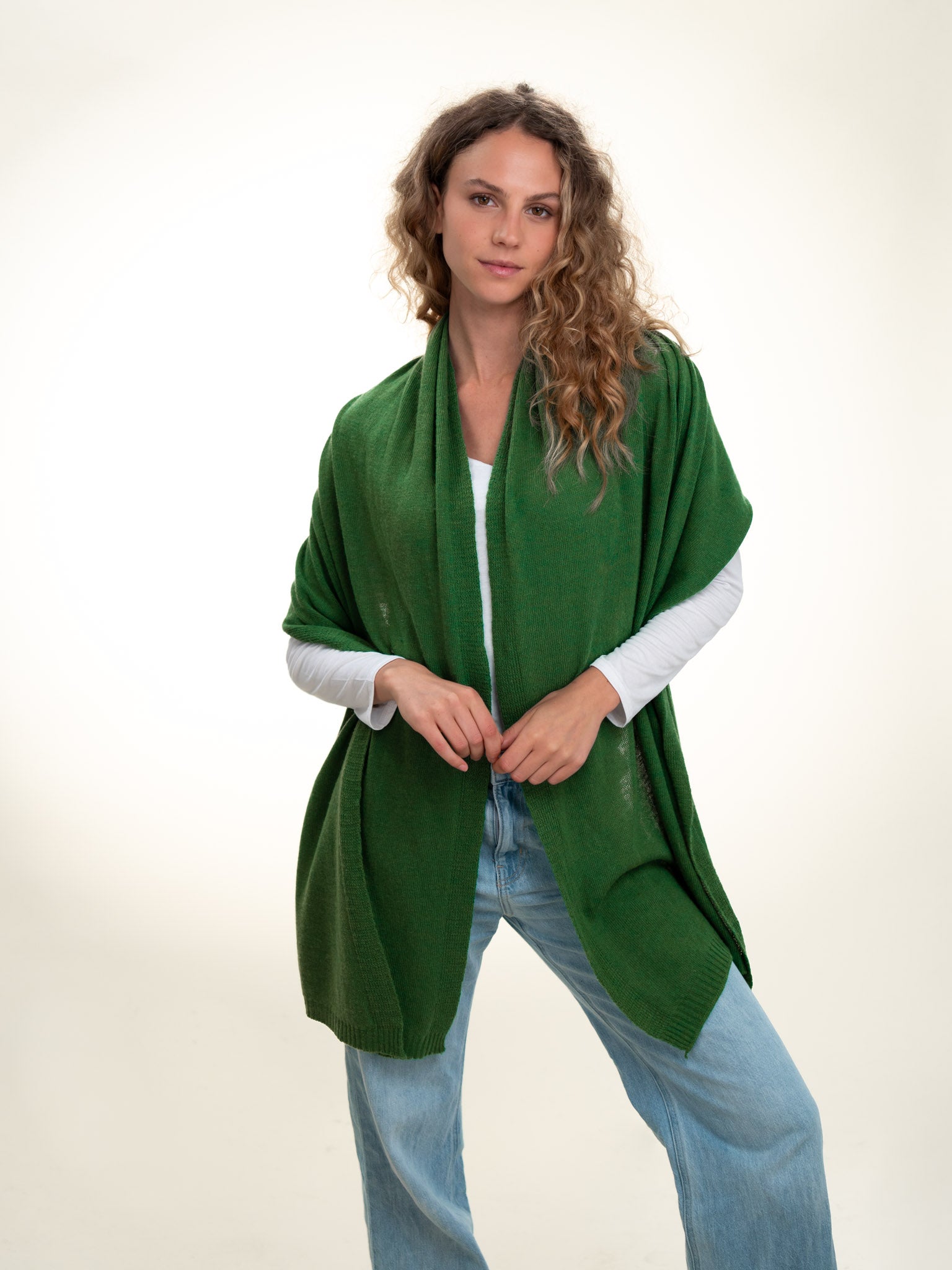 Roma Layering Cashmere Blend Shawl Green