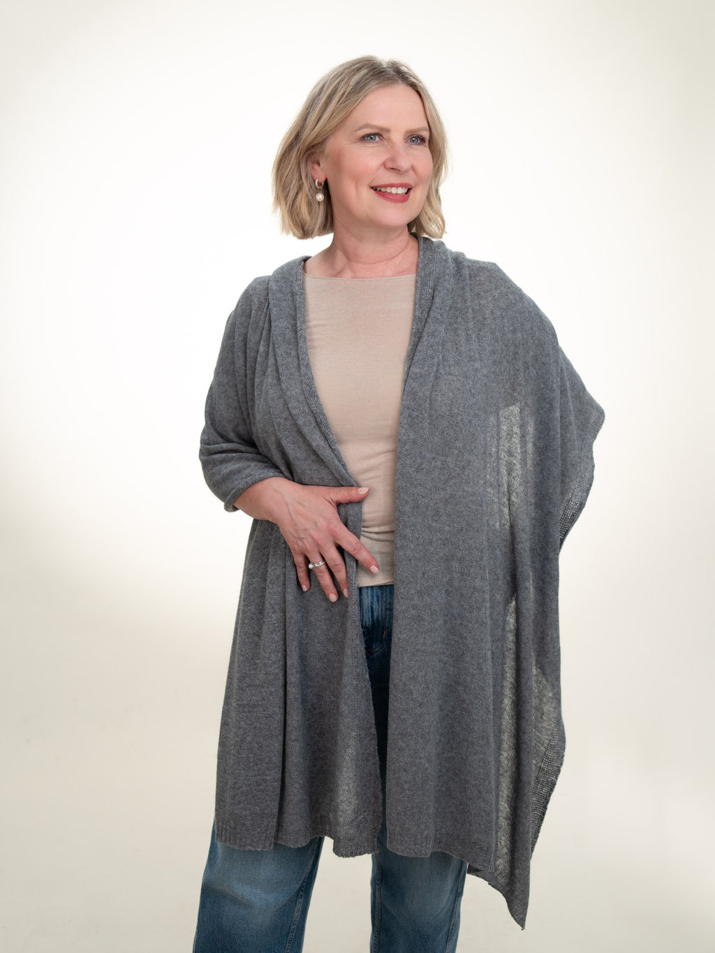 Roma Layering Cashmere Blend Shawl Gray