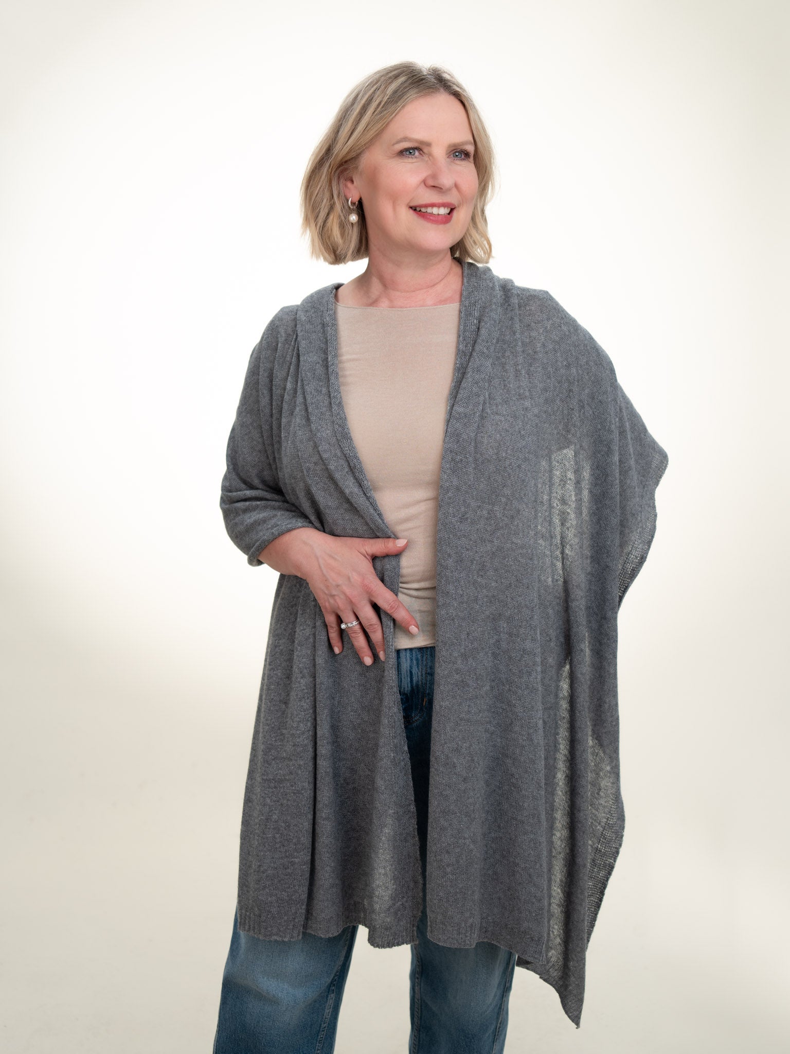 Roma Layering Cashmere Blend Shawl Gray