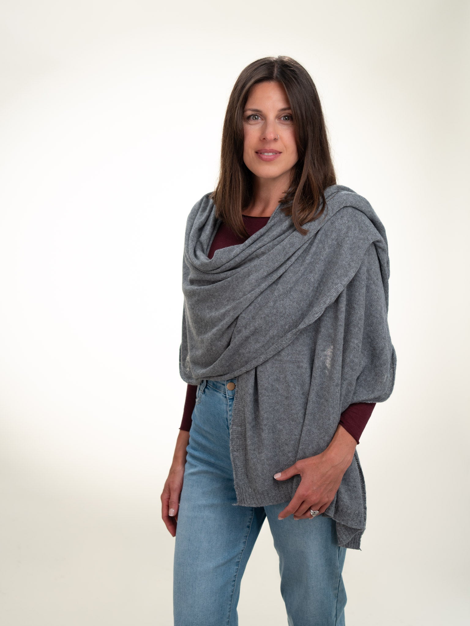 Roma Layering Cashmere Blend Shawl Gray