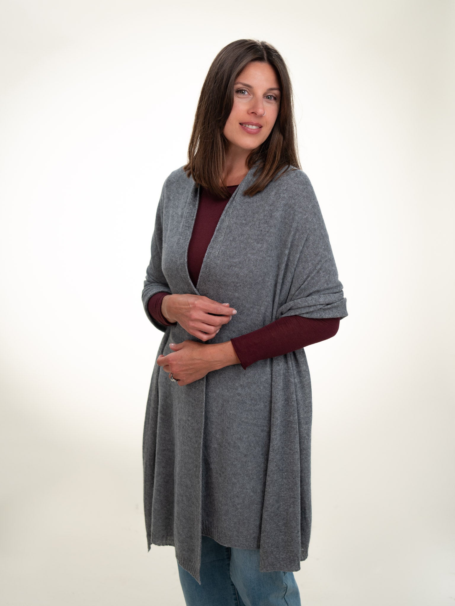 Roma Layering Cashmere Blend Shawl Gray
