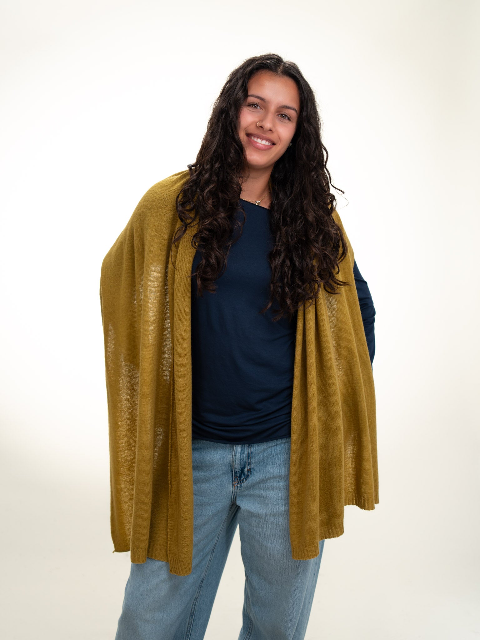 Roma Layering Cashmere Blend Shawl Mustard