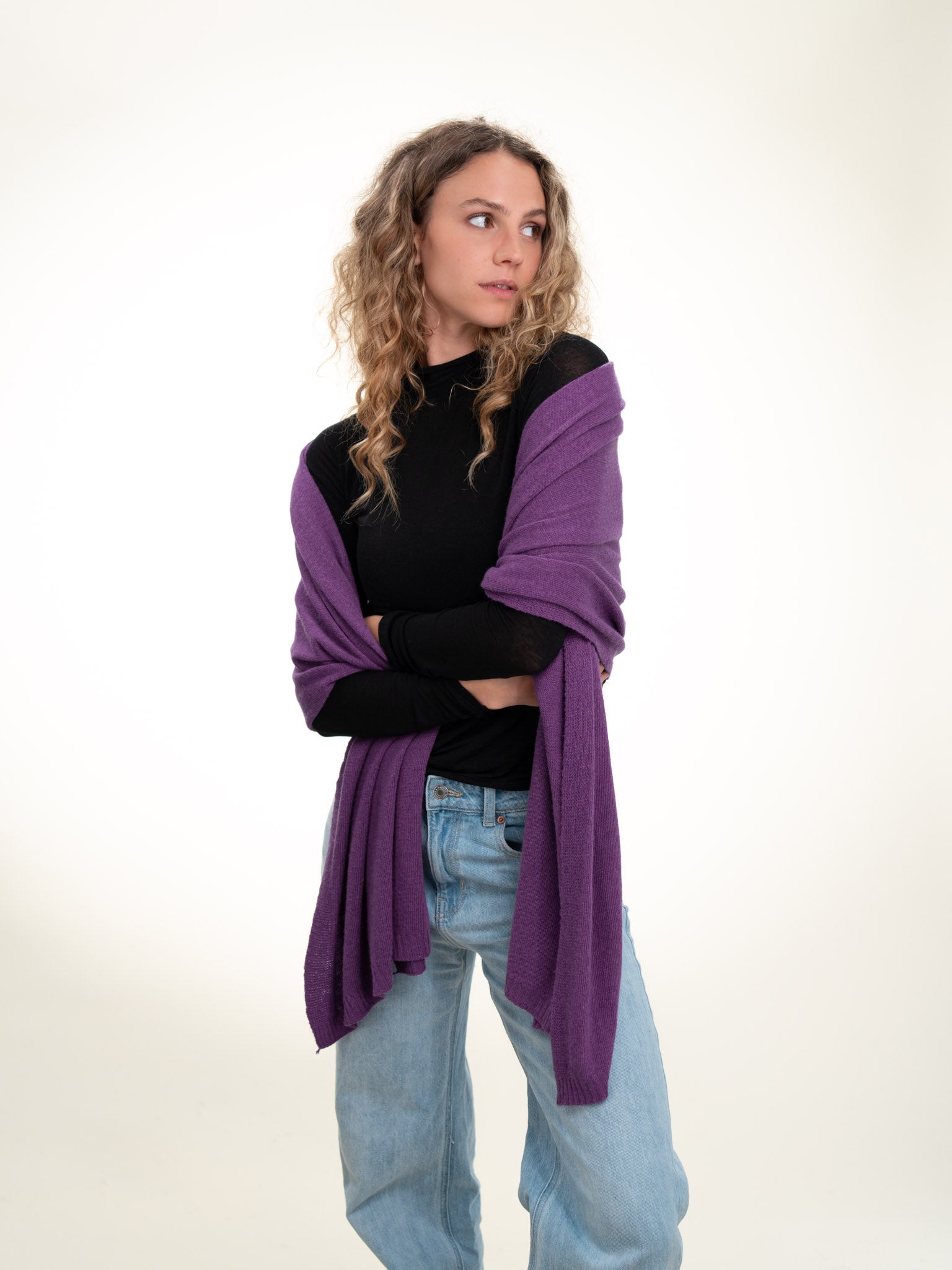 Roma Layering Cashmere Blend Shawl Violet