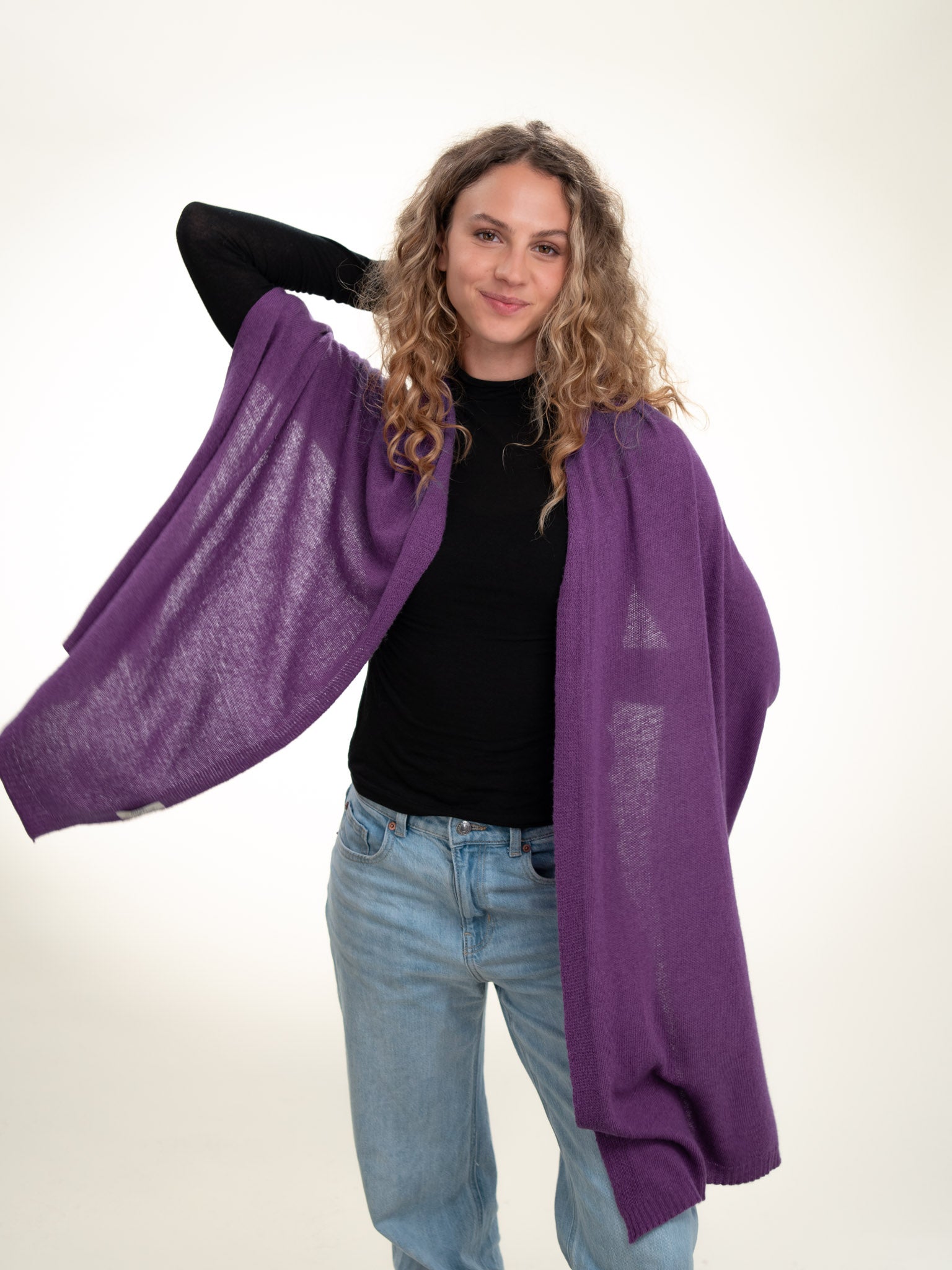 Roma Layering Cashmere Blend Shawl Violet