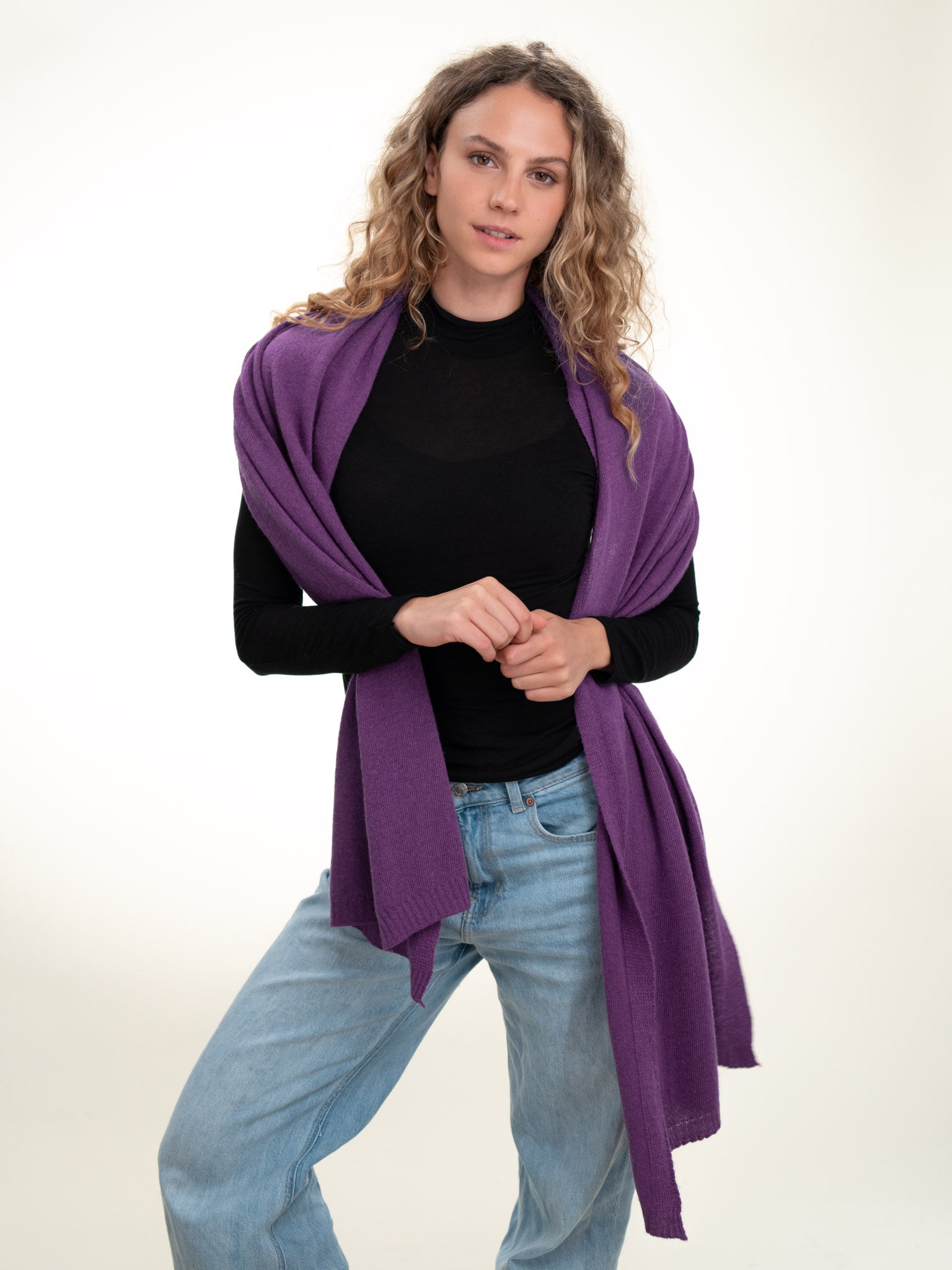 Roma Layering Cashmere Blend Shawl Violet