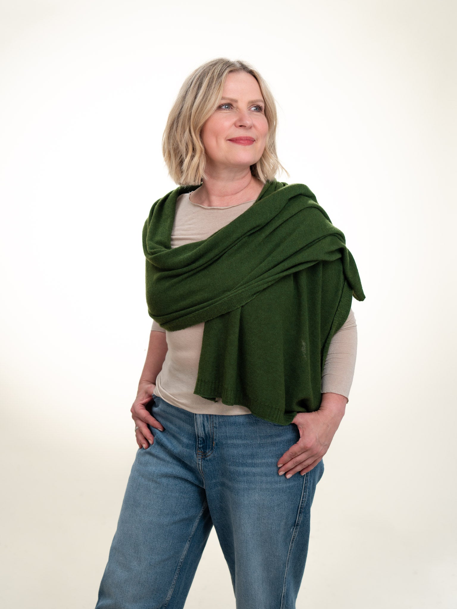 Roma Layering Cashmere Blend Shawl Forest Green
