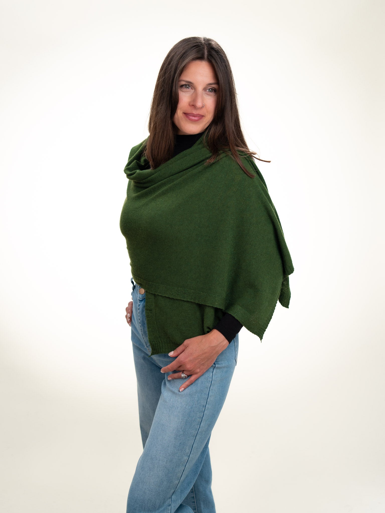 Roma Layering Cashmere Blend Shawl Forest Green