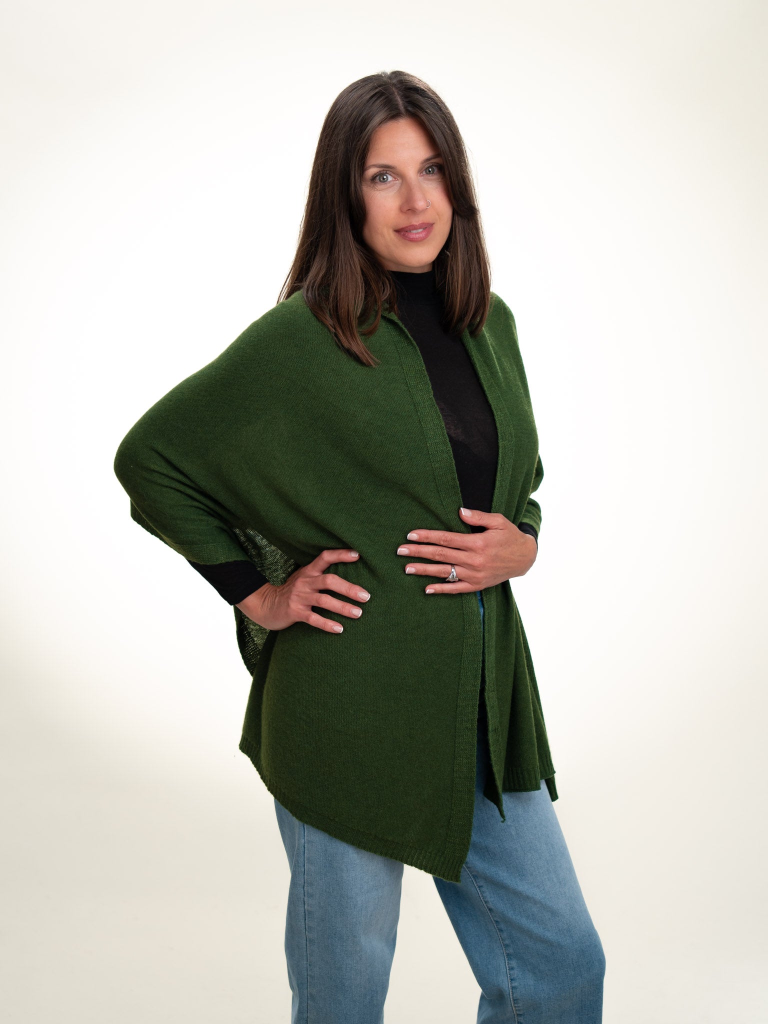 Roma Layering Cashmere Blend Shawl Forest Green