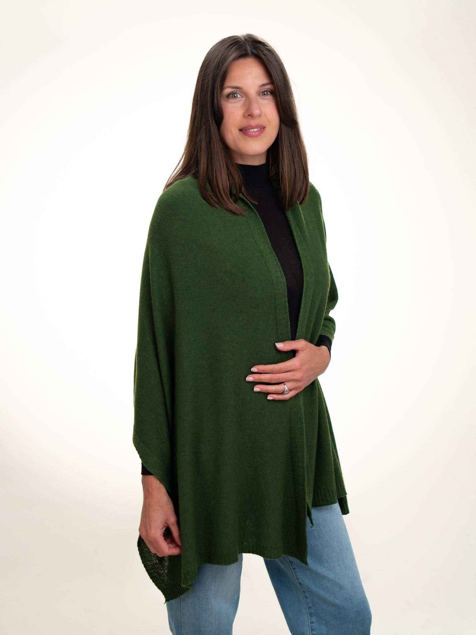 Roma Layering Cashmere Blend Shawl Forest Green