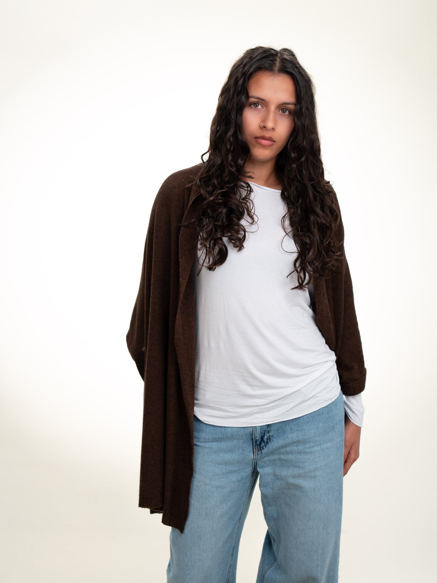 Roma Layering Cashmere Blend Shawl Chocolate Brown