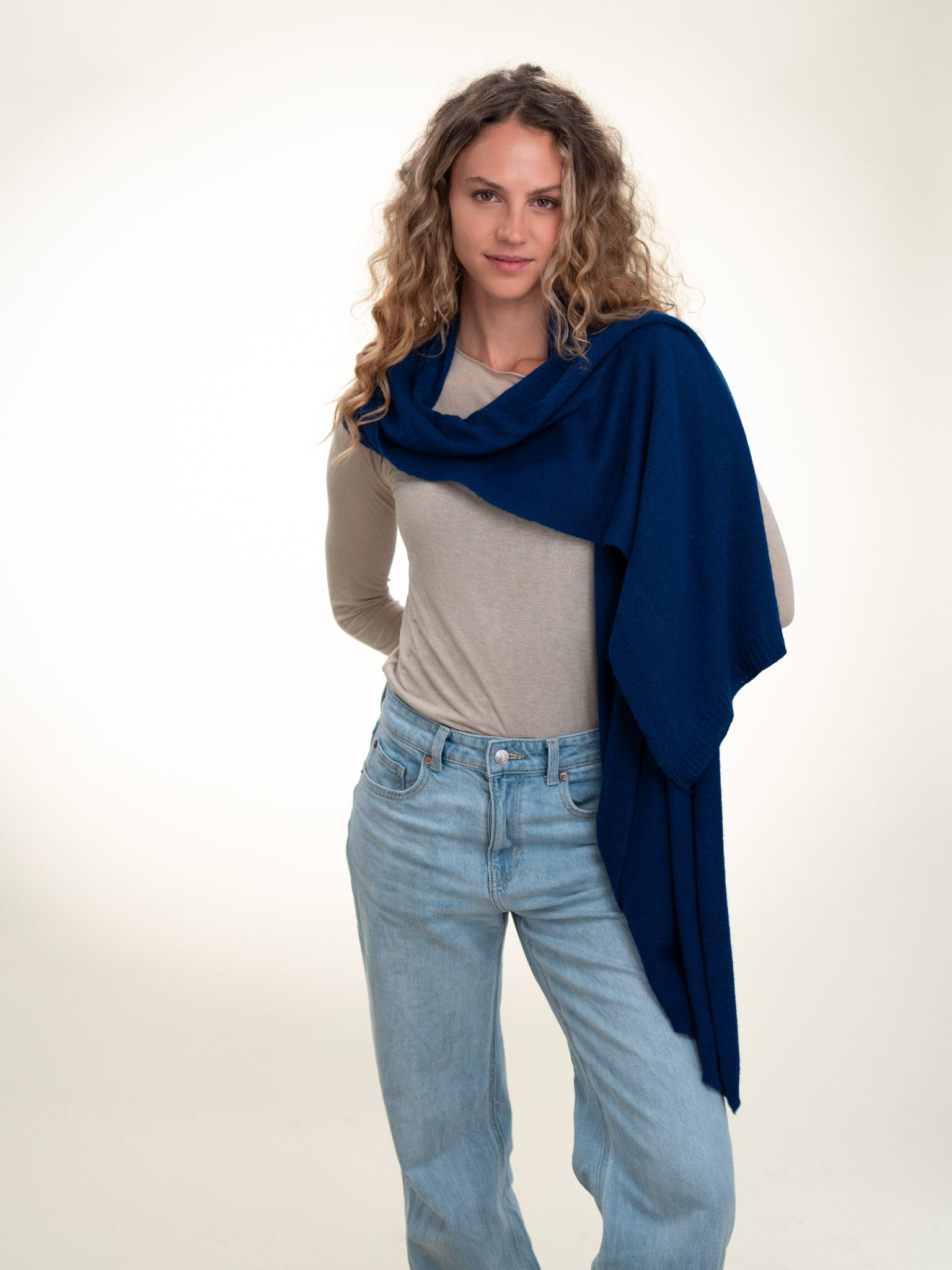 Roma Layering Cashmere Blend Shawl Royal Blue