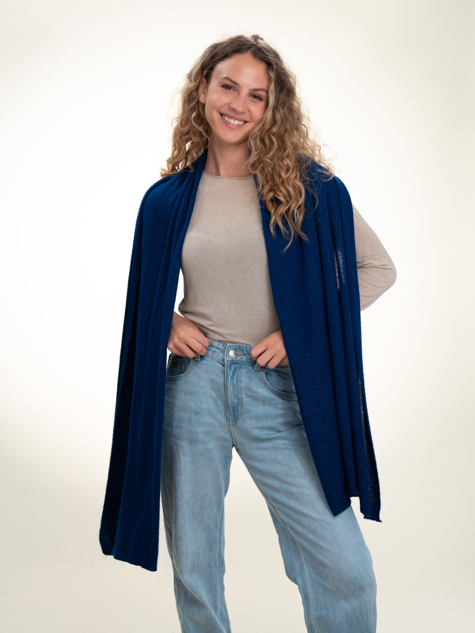 Roma Layering Cashmere Blend Shawl Royal Blue