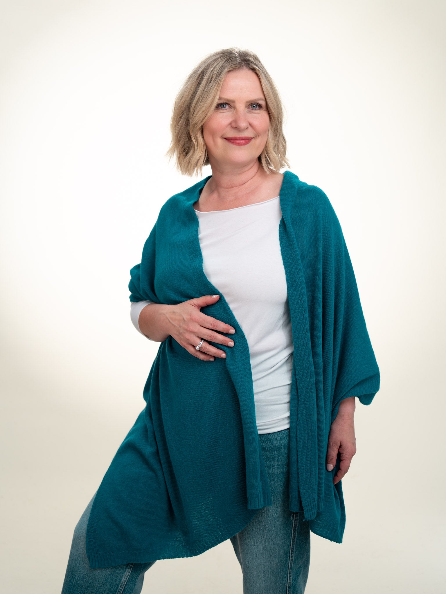 Roma Layering Cashmere Blend Shawl Petrol