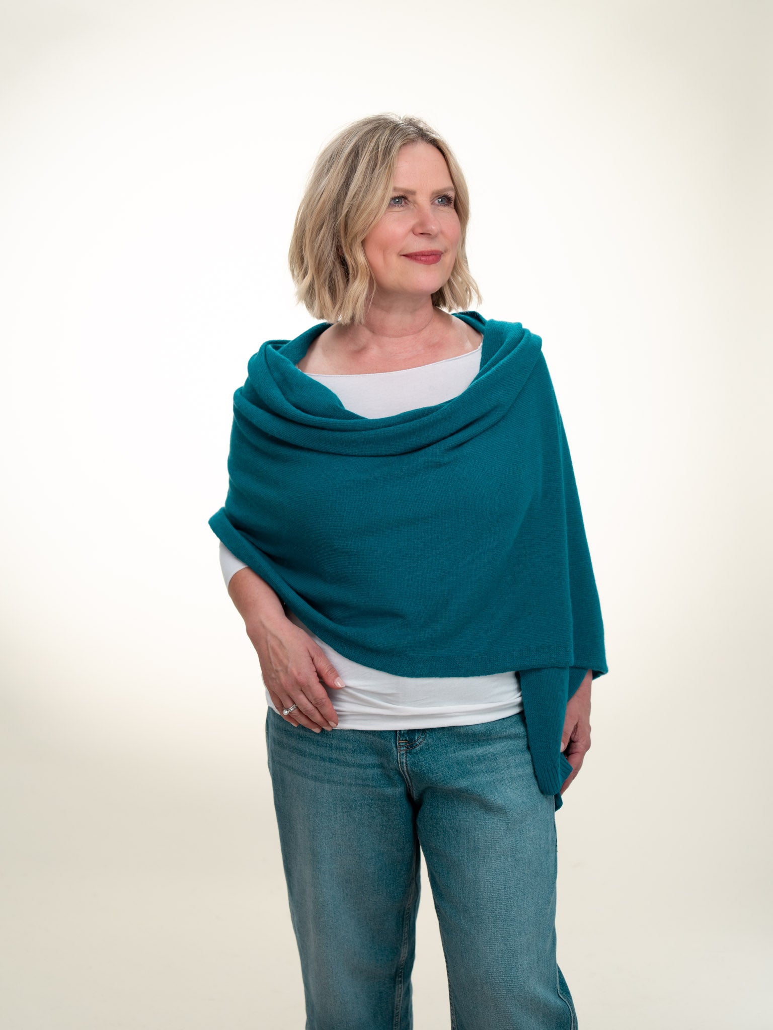Roma Layering Cashmere Blend Shawl Petrol