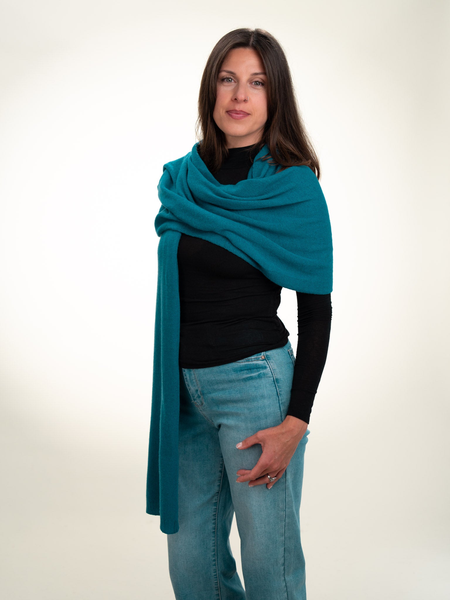 Roma Layering Cashmere Blend Shawl Petrol