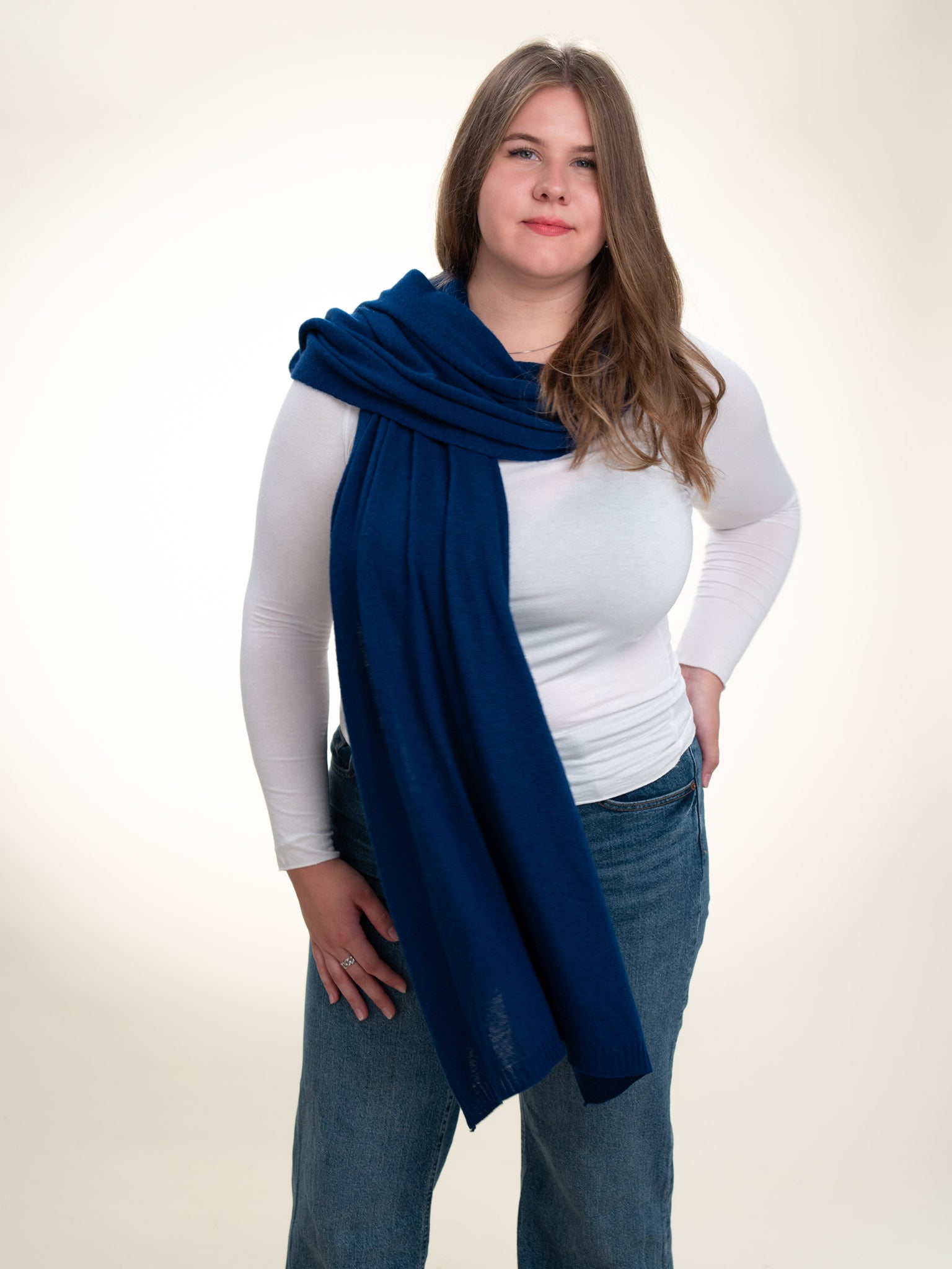 Roma Layering Cashmere Blend Shawl Royal Blue