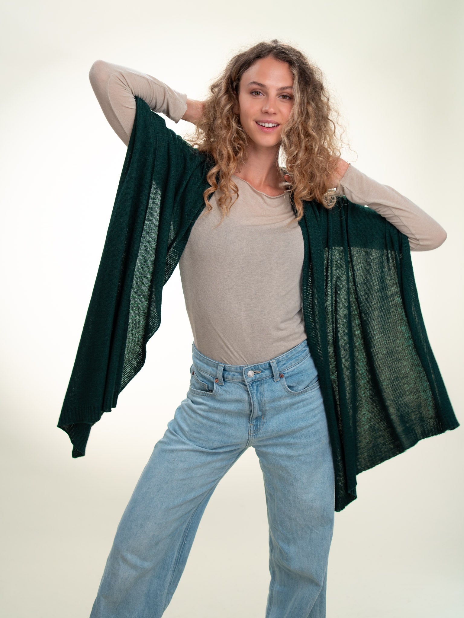 Roma Layering Cashmere Blend Shawl Bottle Green